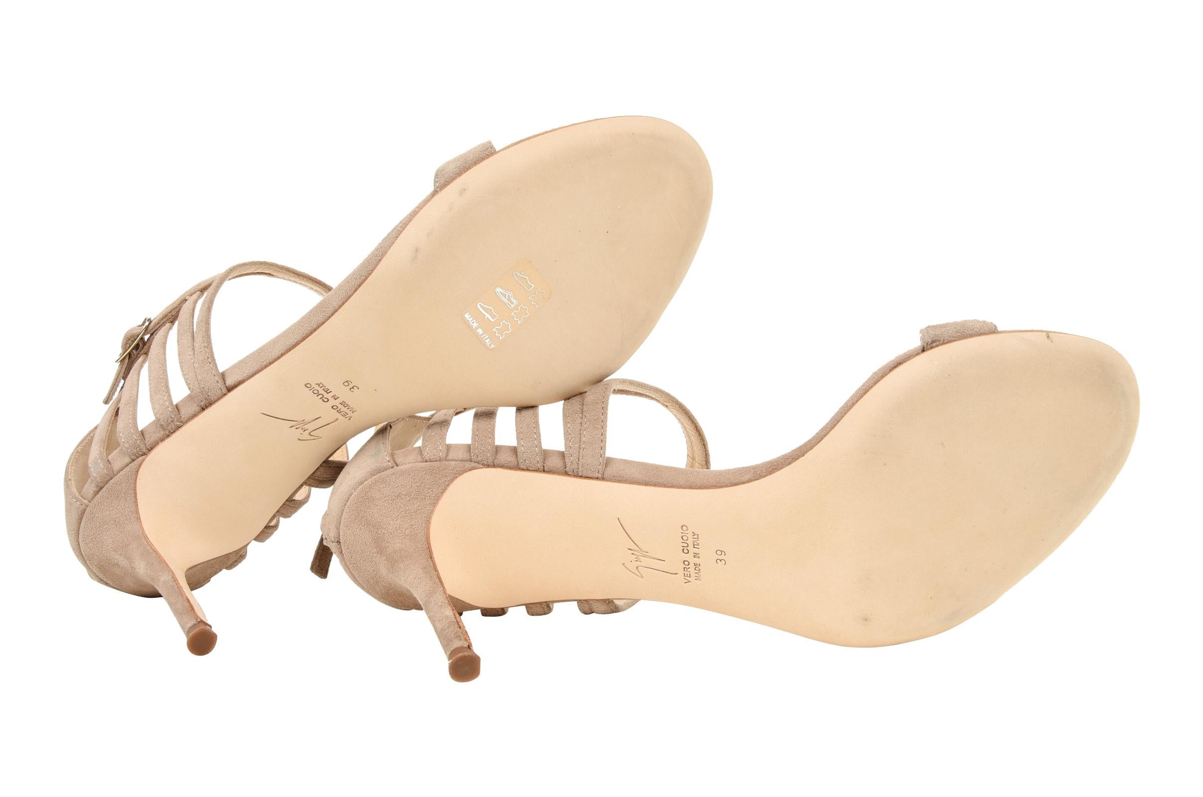 Giuseppe Zanotti Camel Suede Open Toe Shoe 39 / 9 1