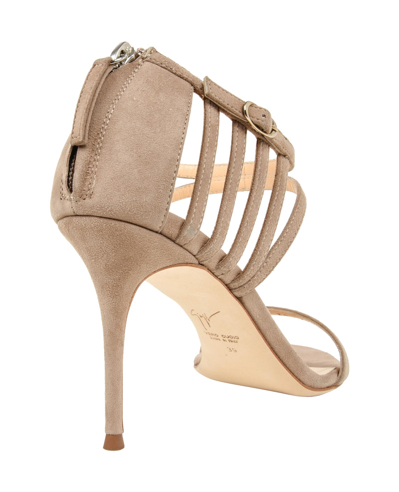 Women's Giuseppe Zanotti Camel Suede Open Toe Shoe 39 / 9  For Sale