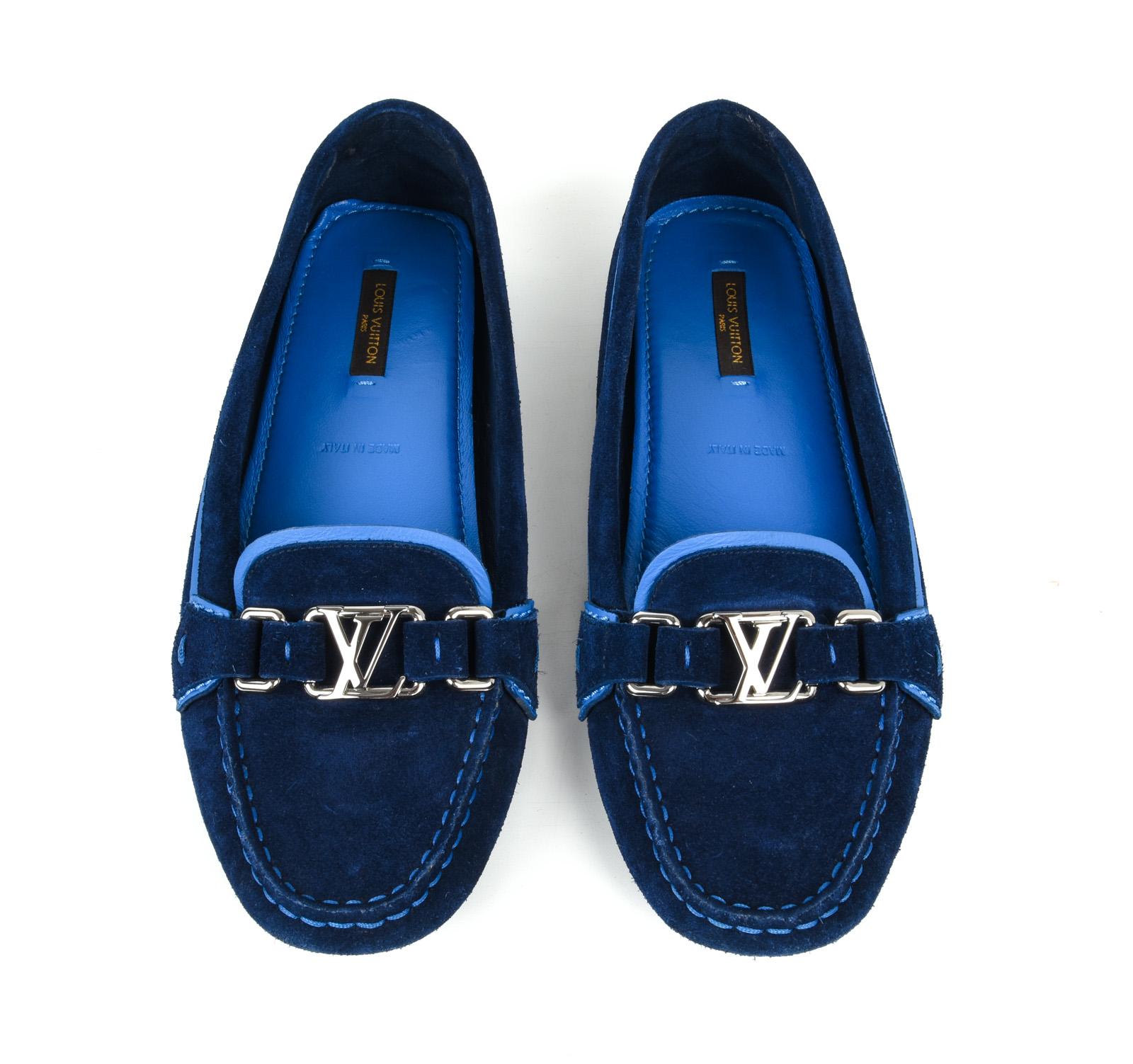 Purple Louis Vuitton Shoe Navy Suede Loafer / Driving Shoe 38.5 / 8.5