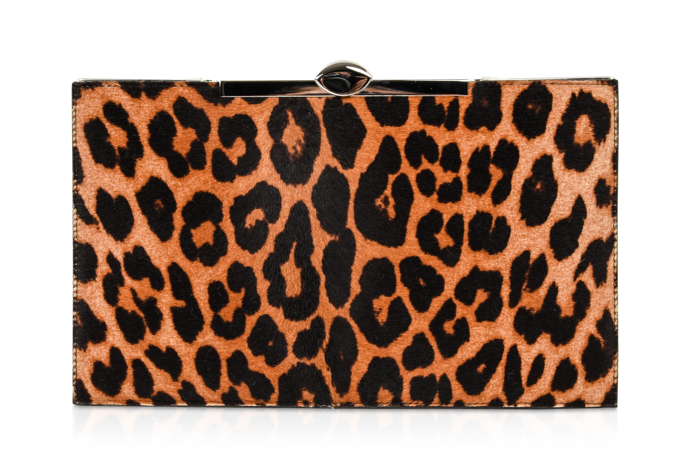 Christian Dior Bag Clutch Leopard Print Pony Top Frame Sleek 1