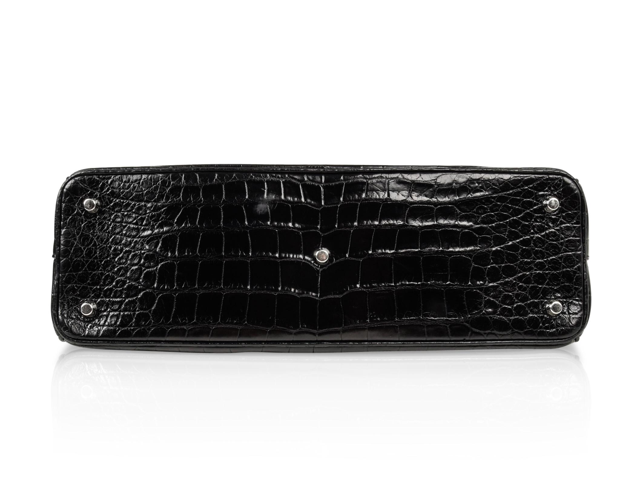 Christian Dior Bag Diorissimo Pocket Matte Black Crocodile Tote Shoulder Strap  4