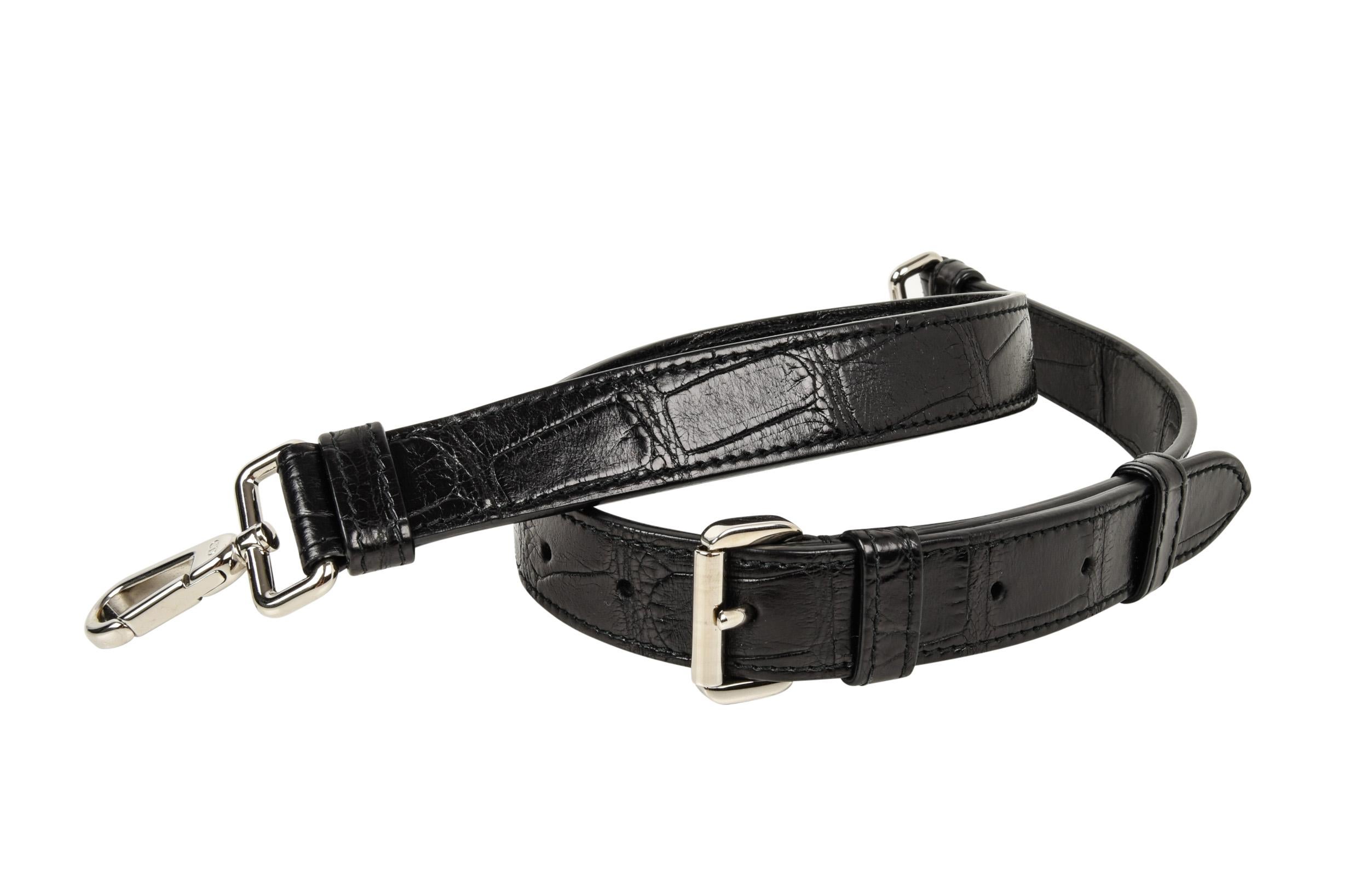 Christian Dior Bag Diorissimo Pocket Matte Black Crocodile Tote Shoulder Strap  1