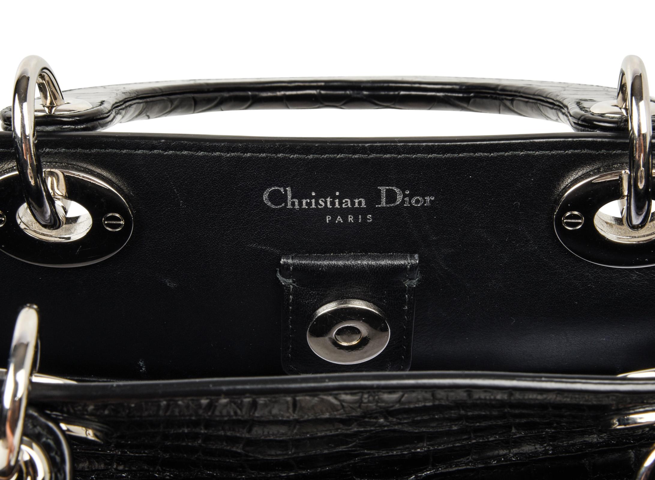 Christian Dior Bag Diorissimo Pocket Matte Black Crocodile Tote Shoulder Strap  3