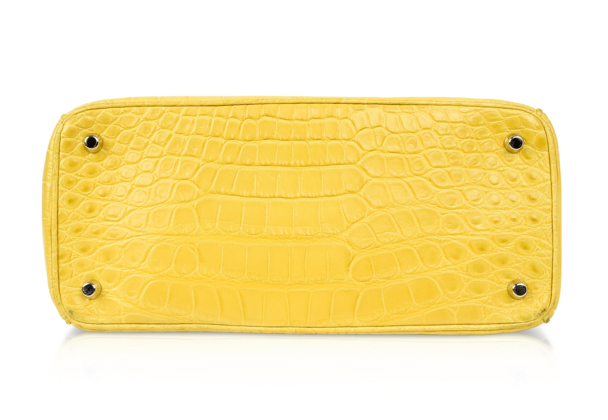 Christian Dior Be Dior Bag Matte Yellow Crocodile Double Flap  Medium 3