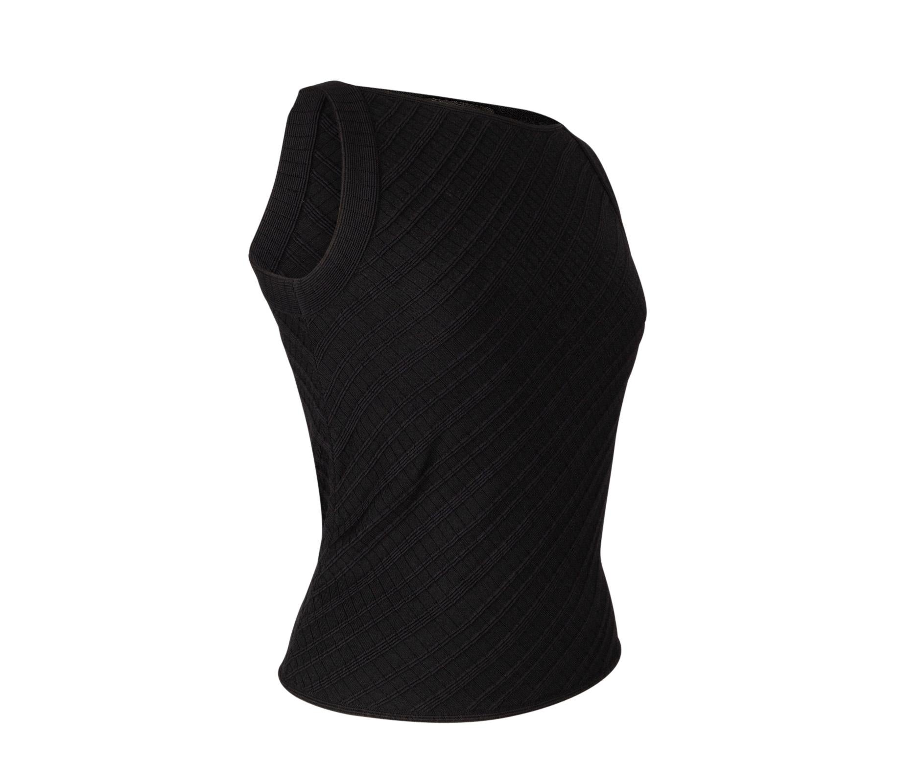 Guaranteed authentic Giorgio Armani black timeless top. 
Beautifully designed and cut knit top with richly textured fabric. 
Classic.
Fabric is rayon and polyester.
final sale

SIZE 40
USA 6

TOP MEASURES: 
LENGTH 20.25