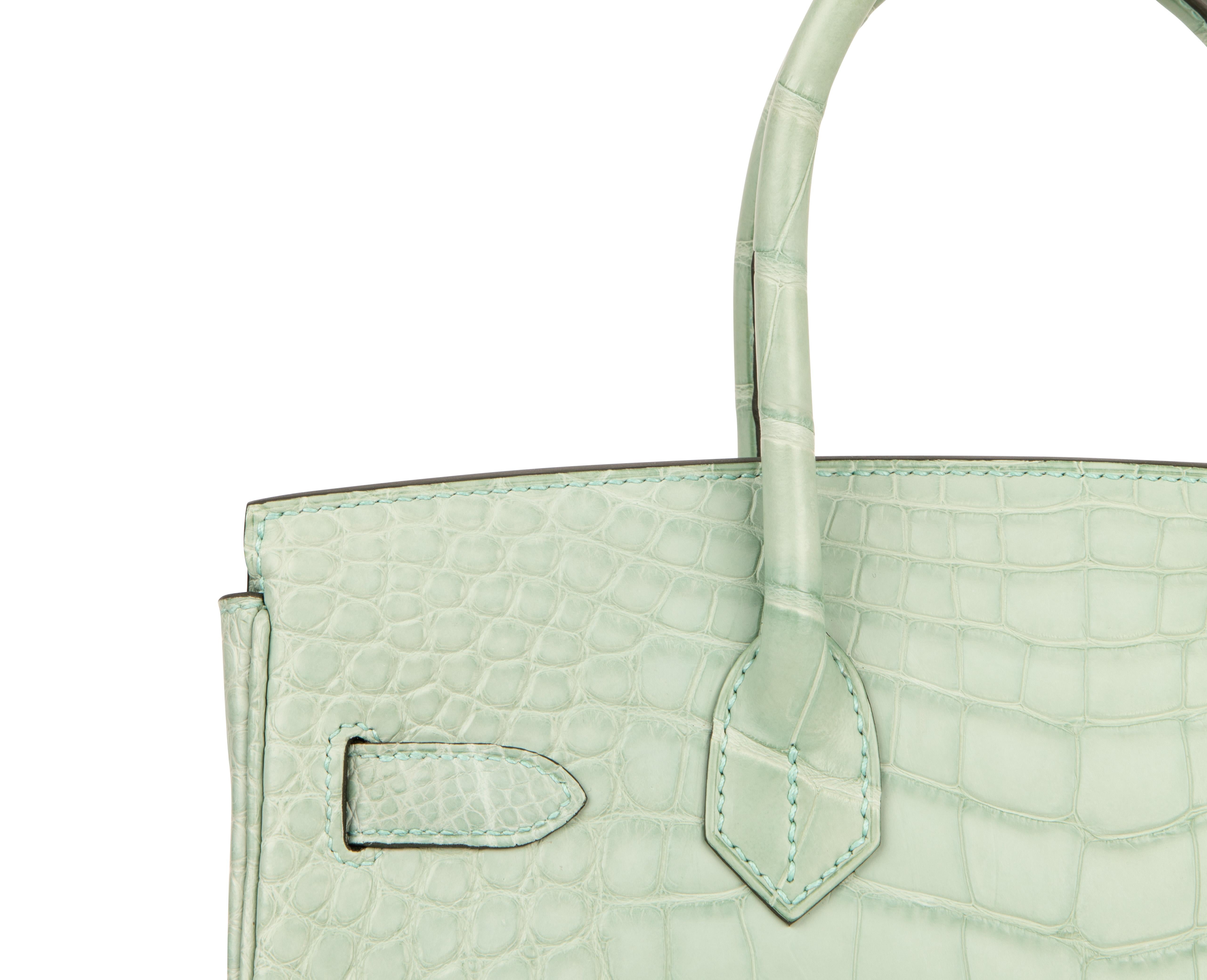 Hermes Birkin 30 Bag Vert D'eau Matte Alligator Gold Hardware 2
