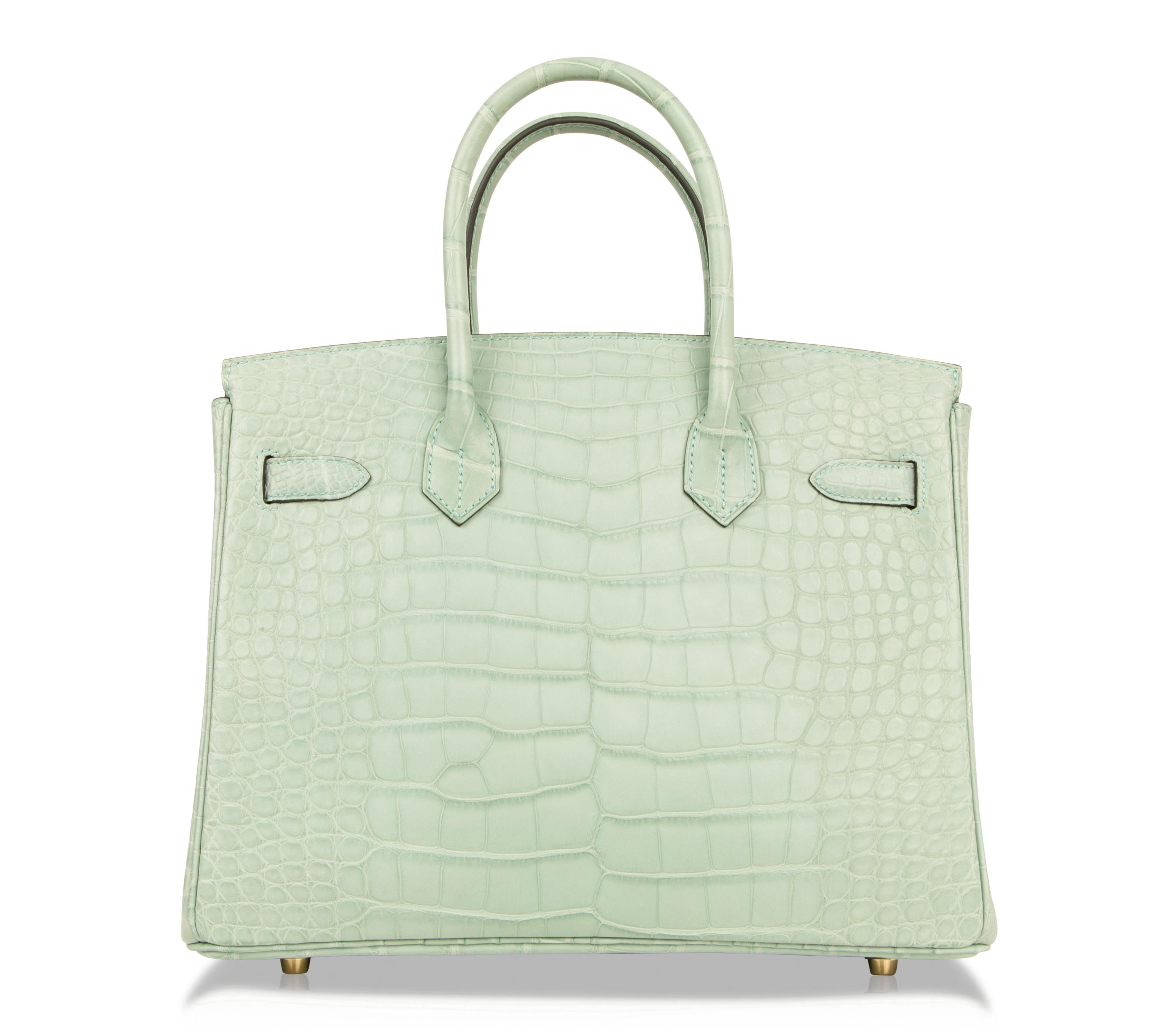 Hermes Birkin 30 Bag Vert D'eau Matte Alligator Gold Hardware 4