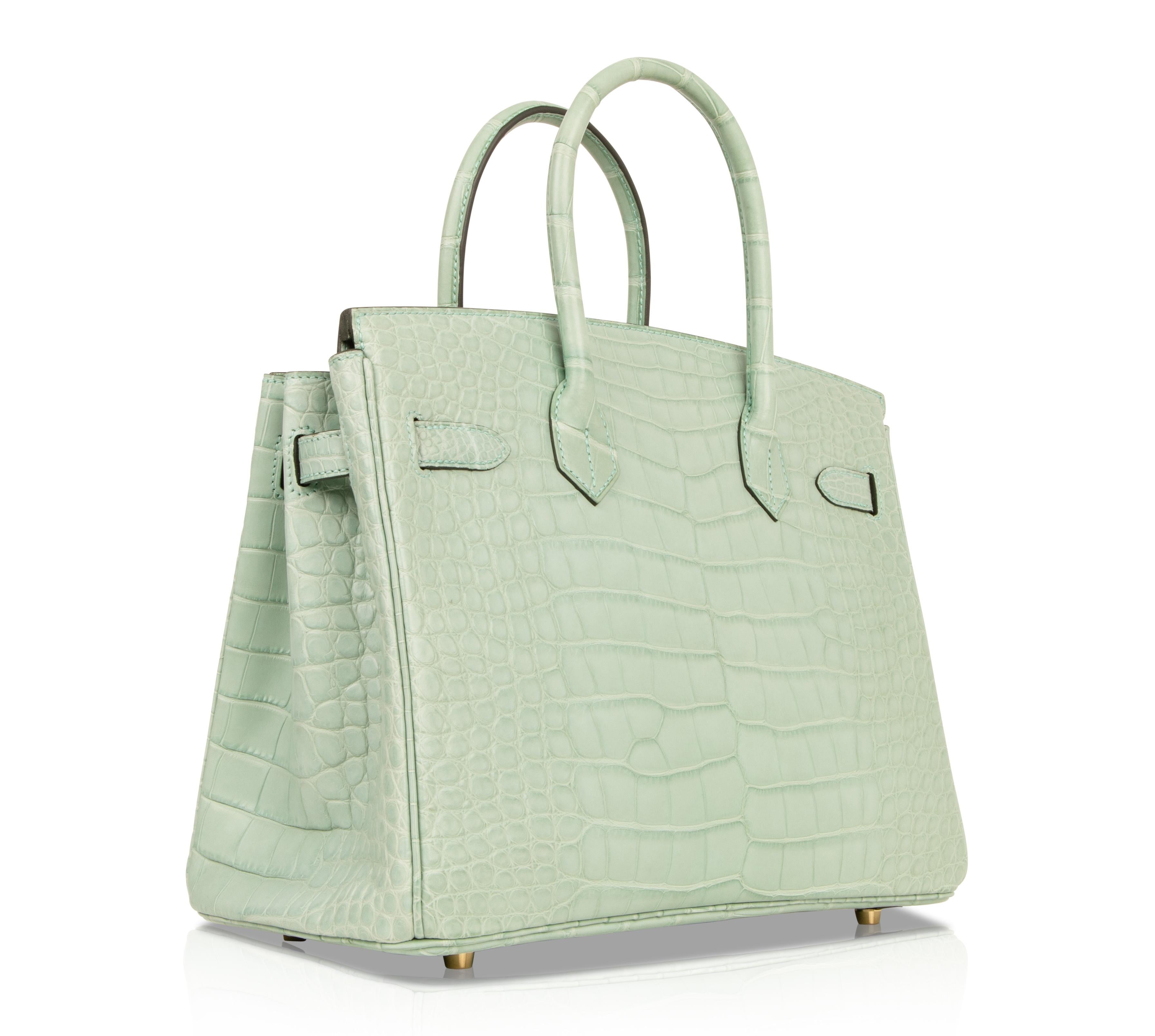 Hermes Birkin 30 Bag Vert D'eau Matte Alligator Gold Hardware 3