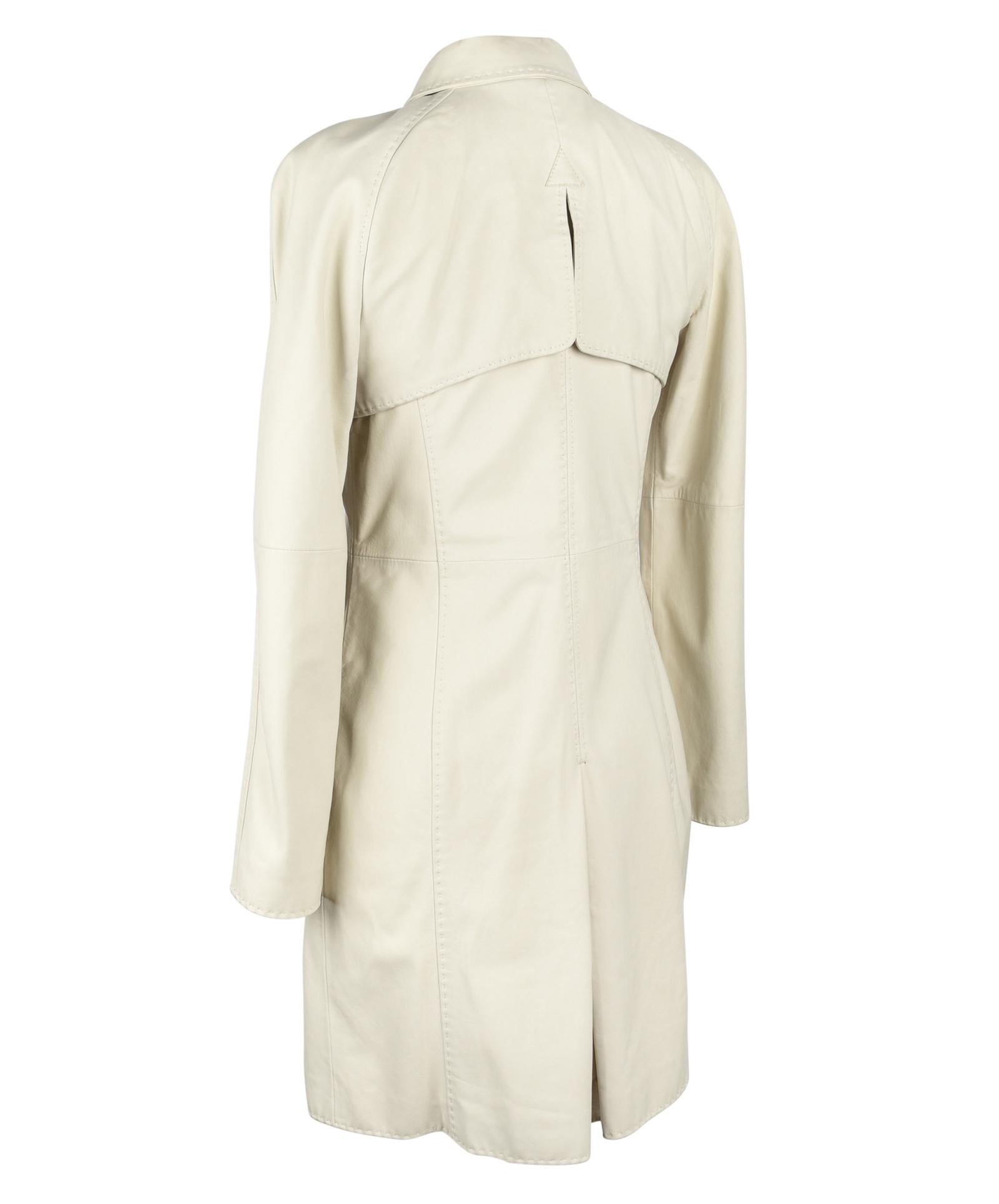 Giorgio Armani Coat Lambskin Leather Winter White 38 / 6 NWT 4