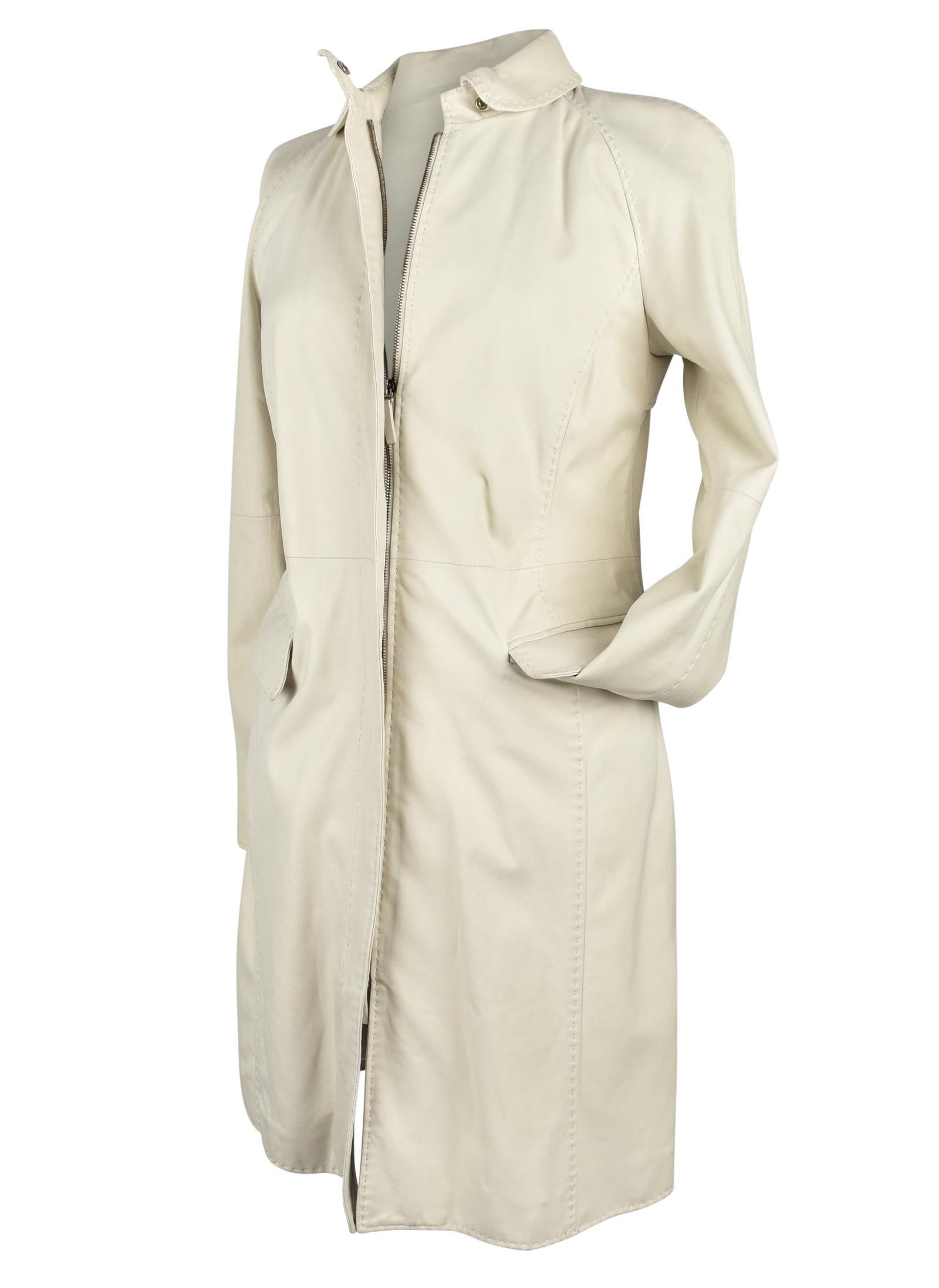 Giorgio Armani Coat Lambskin Leather Winter White 38 / 6 NWT 2