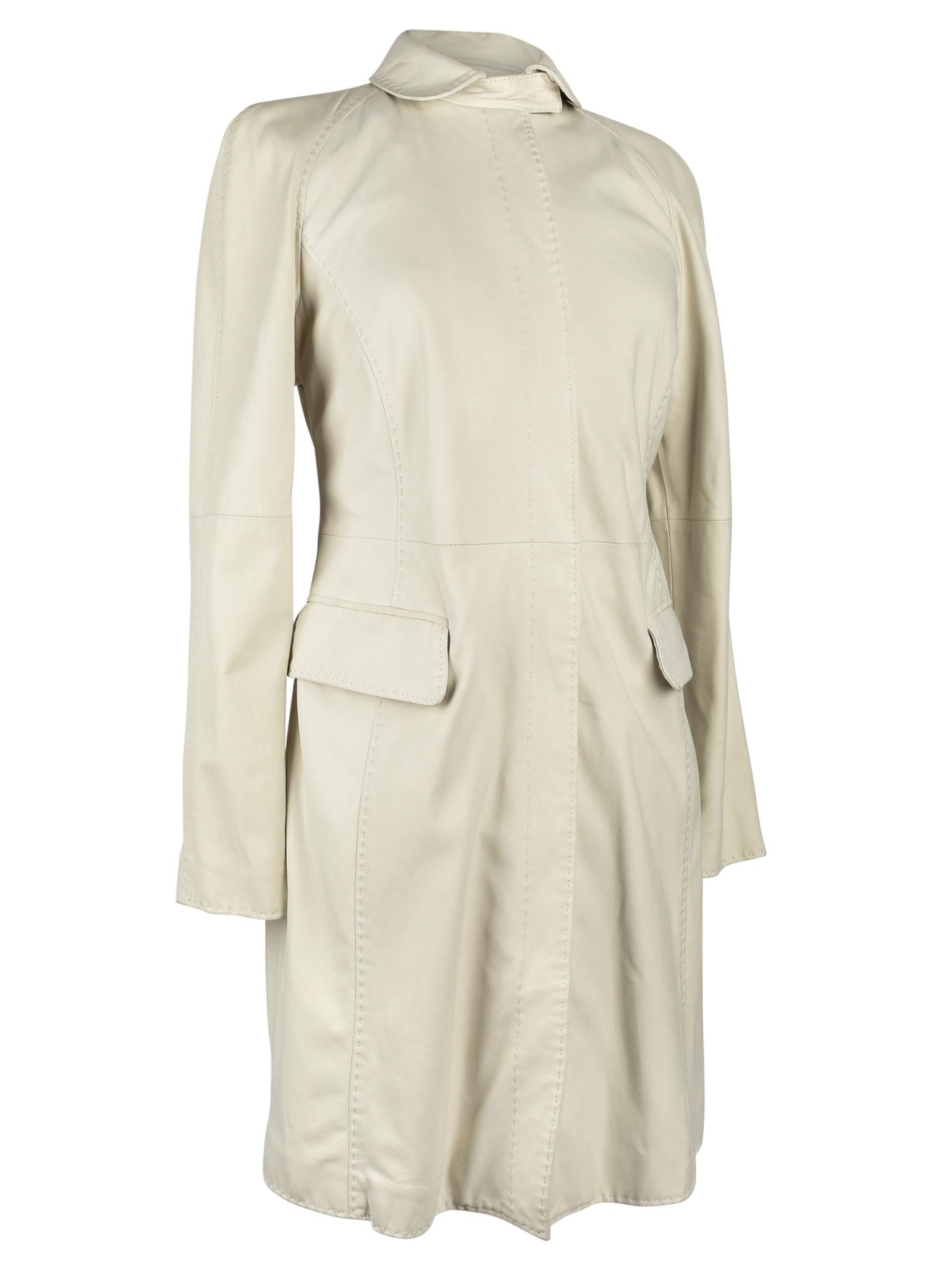 Women's or Men's Giorgio Armani Coat Lambskin Leather Winter White 38 / 6 NWT