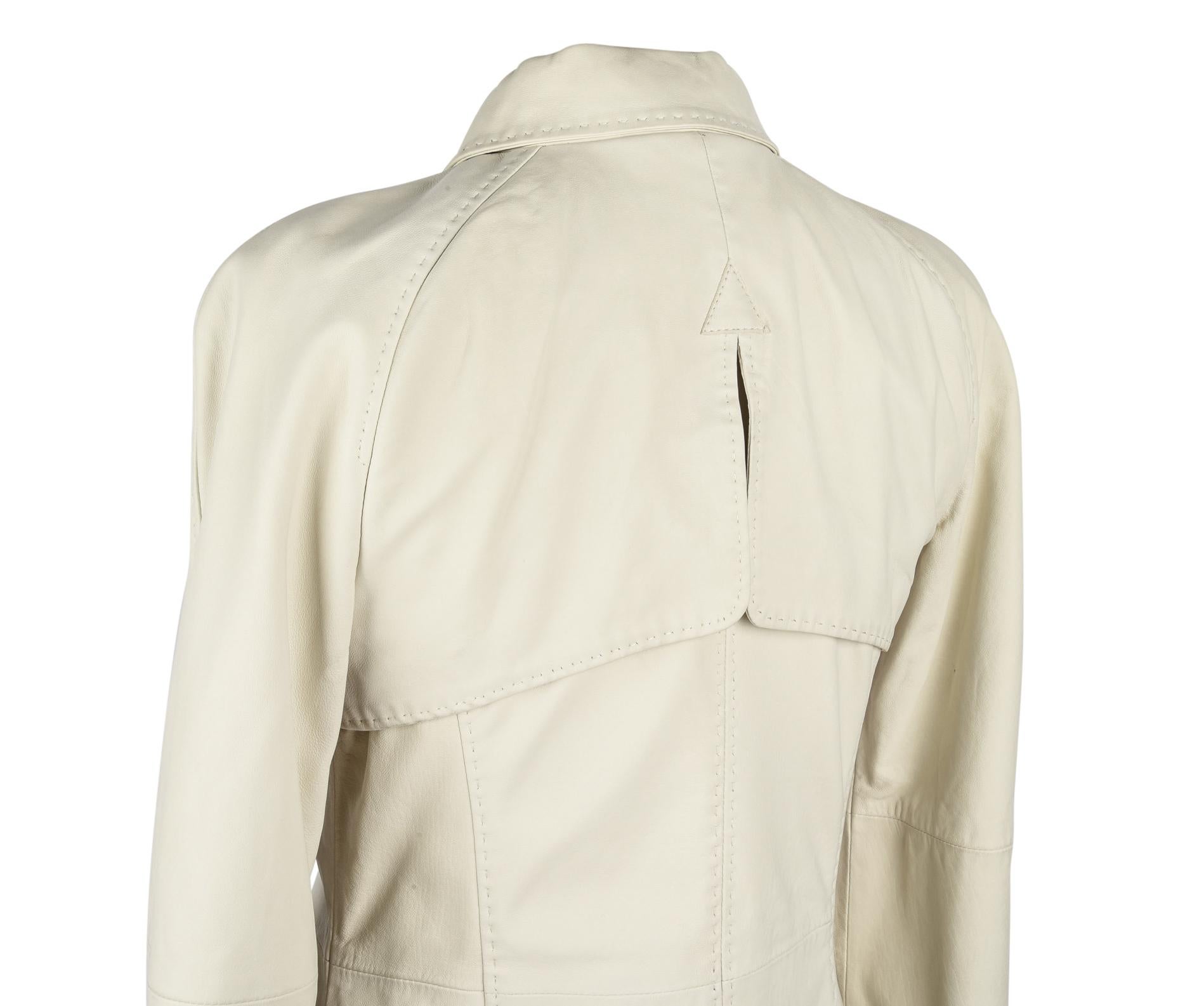 Giorgio Armani Coat Lambskin Leather Winter White 38 / 6 NWT 5