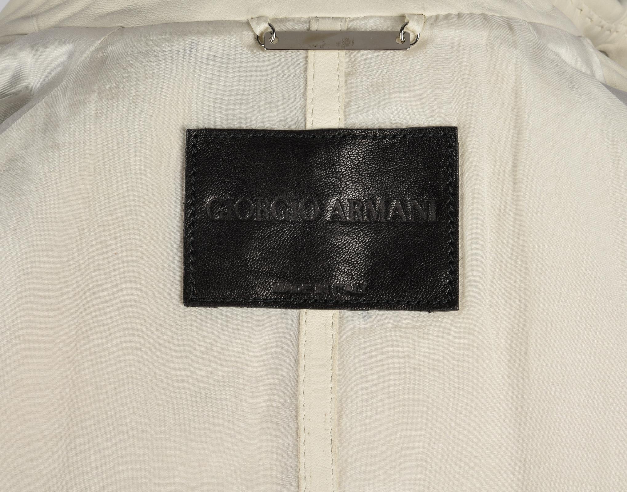 Giorgio Armani Coat Lambskin Leather Winter White 38 / 6 NWT 8