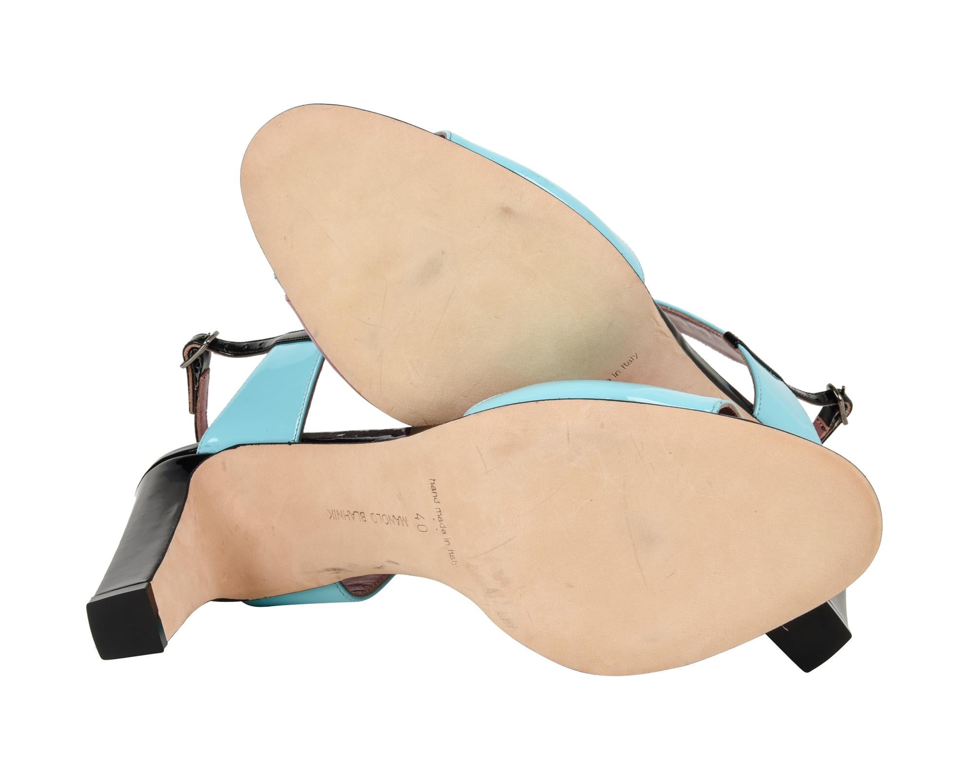 Women's or Men's Manolo Blahnik Shoe Multi Coloured Patent Leather Sandal 39.5 / 9.5