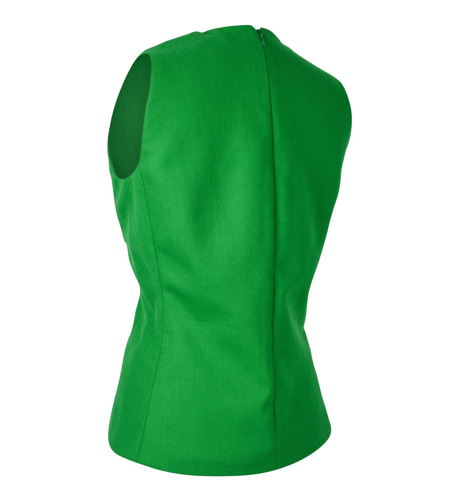 Christian Dior Top Emerald Green Sleeveless Shaped and Fitted fits 8 1