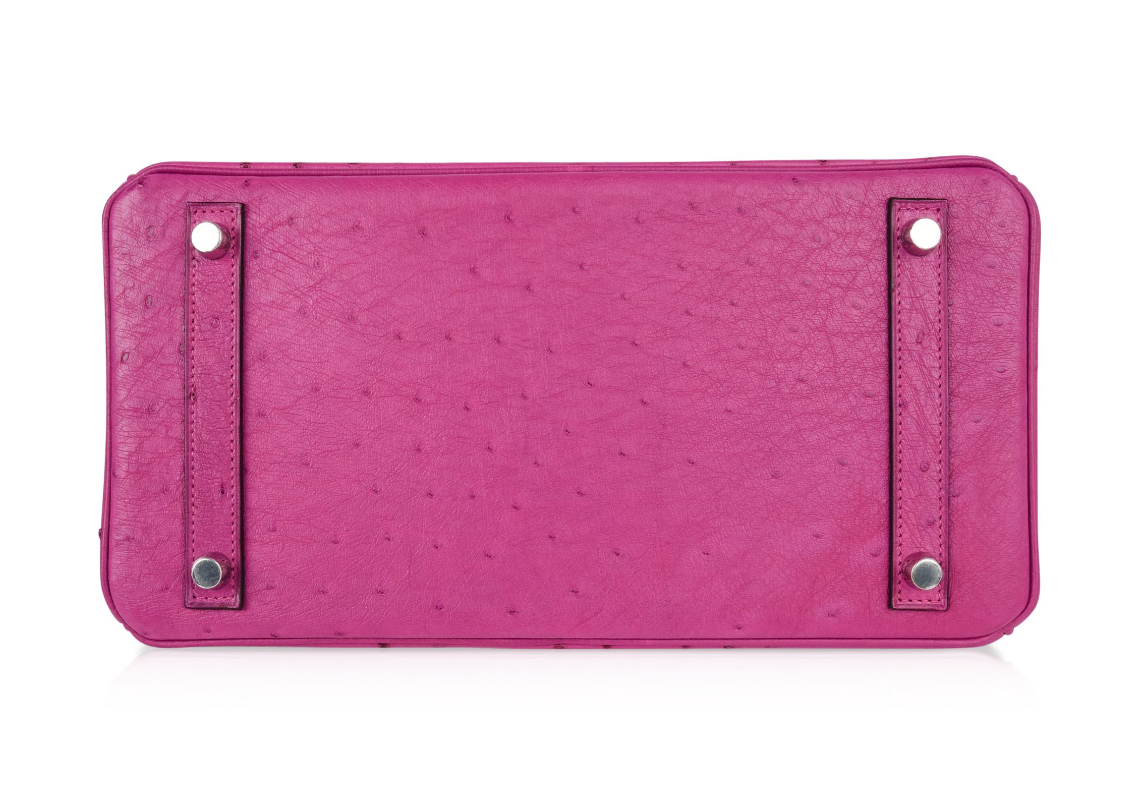 Hermes Birkin 30 Bag Rose Poupre Pink Ostrich Palladium Hardware 3