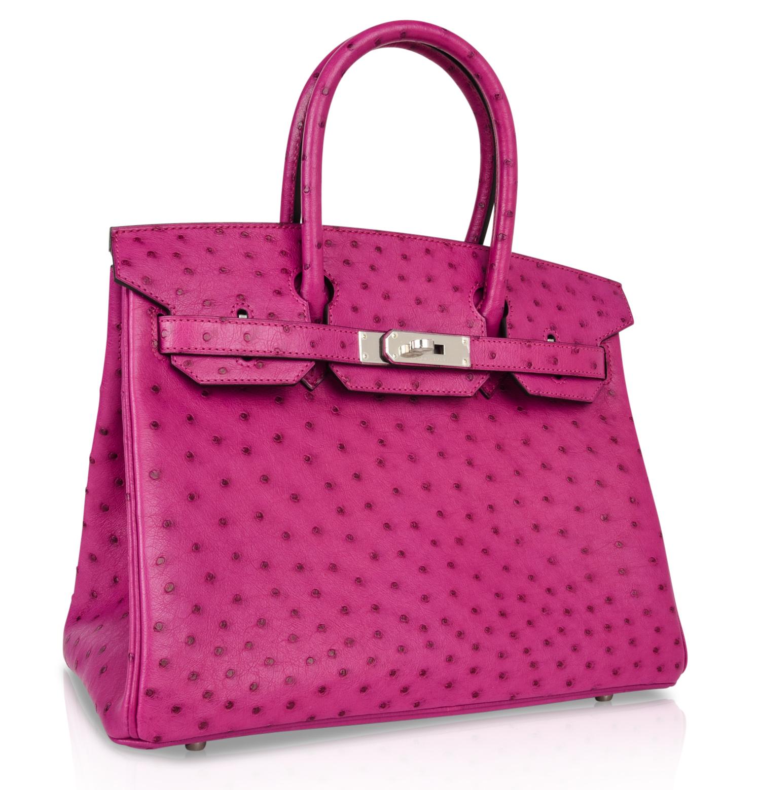 Hermes Birkin 30 Bag Rose Poupre Pink Ostrich Palladium Hardware at ...