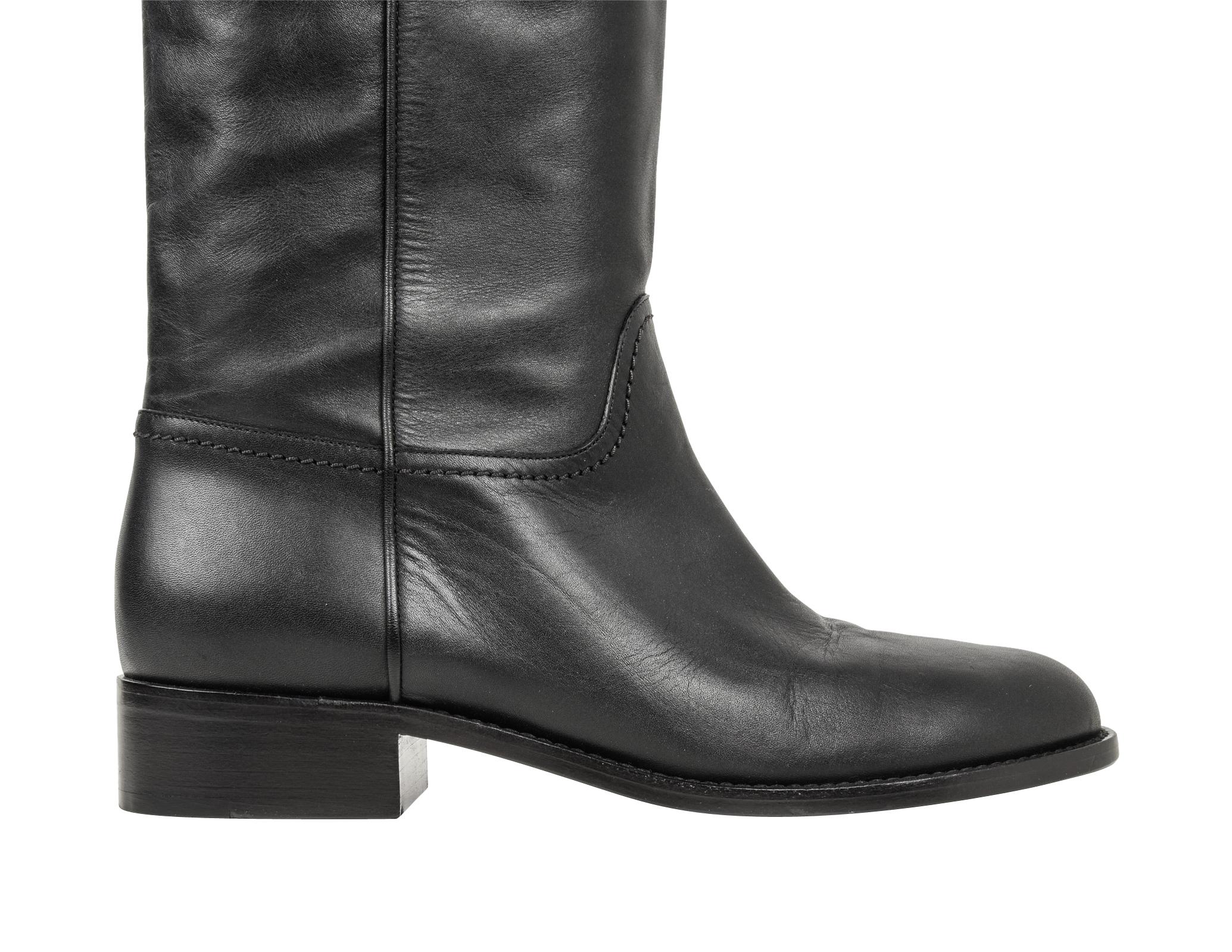 chanel black knee high boots