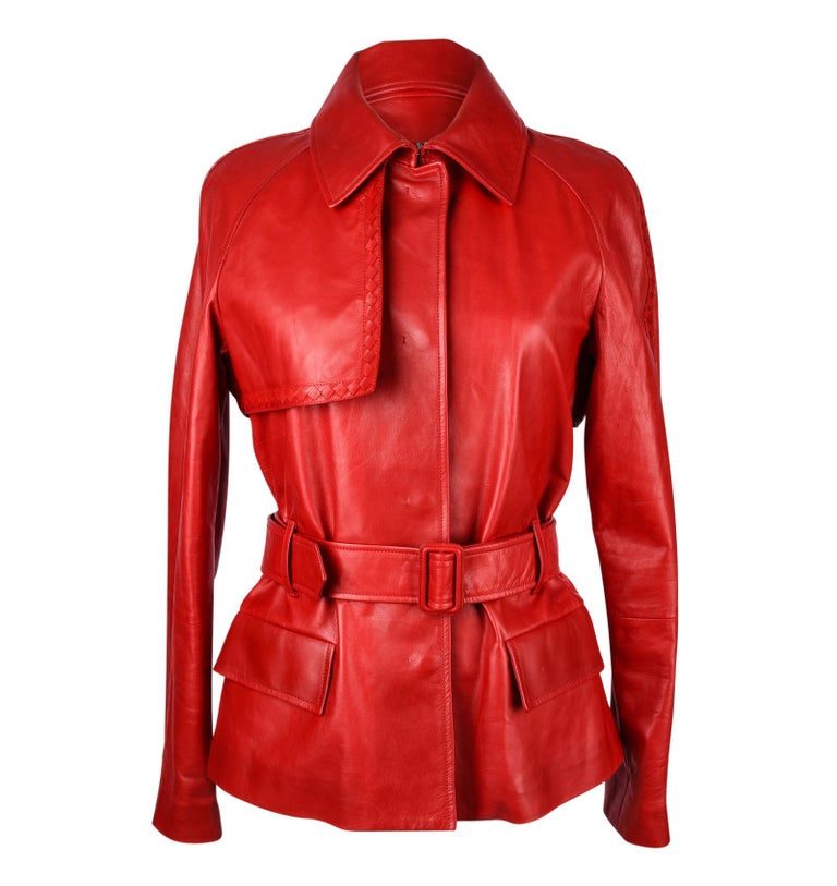 Bottega Veneta Jacket Red Leather Trench Inspired 42 / 8 New at 1stDibs ...