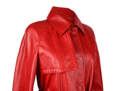Bottega Veneta Jacket Red Leather Trench Inspired 42 / 8 New