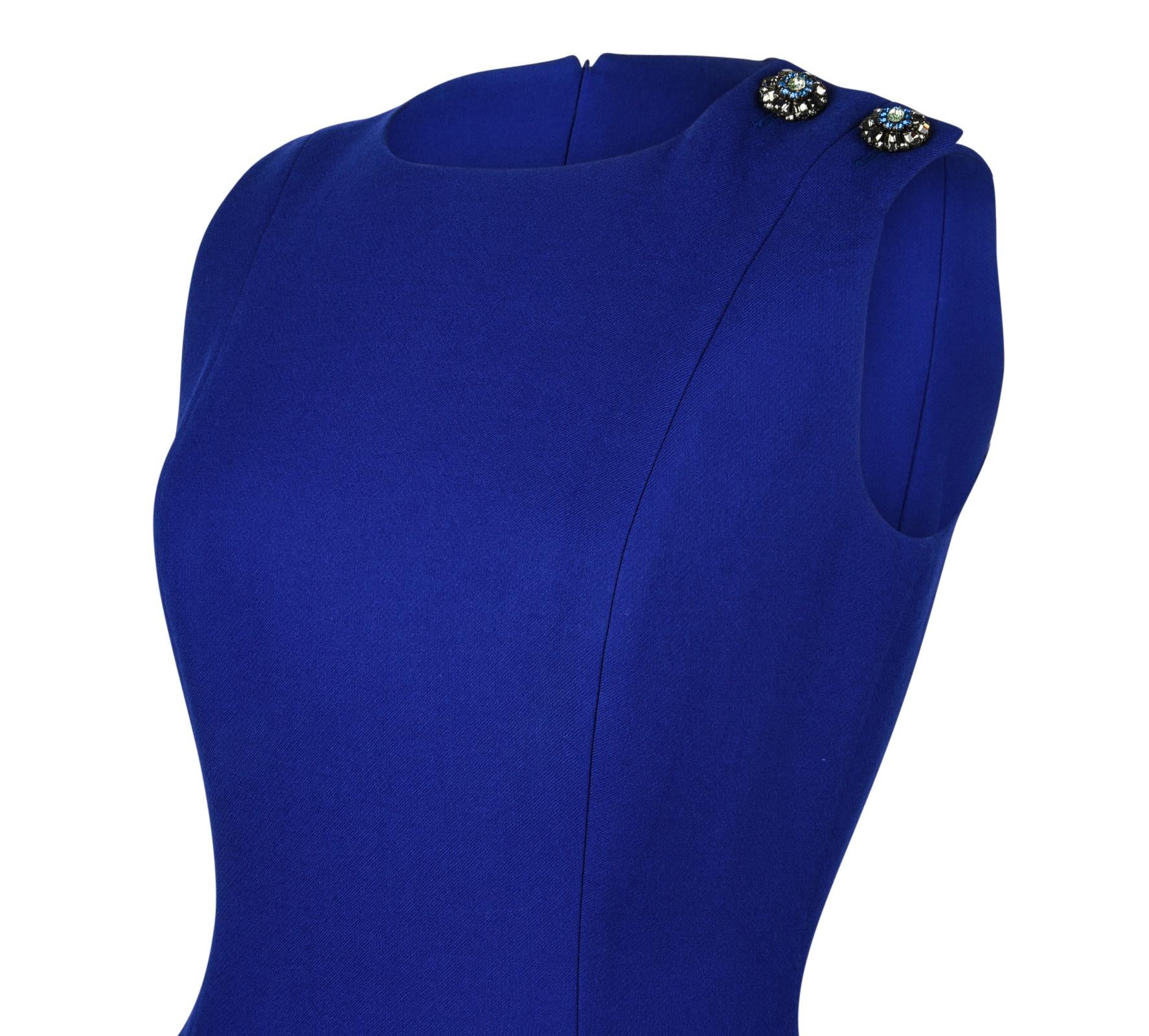 Women's Christian Dior Top Electric Blue Sleeveless Jeweled Shoulder fits 8