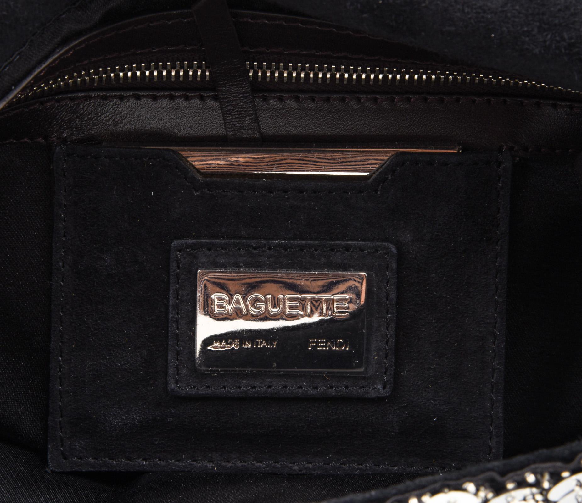 Fendi Bag Baguette Raised Silver Metallic Sequined and Beaded 2
