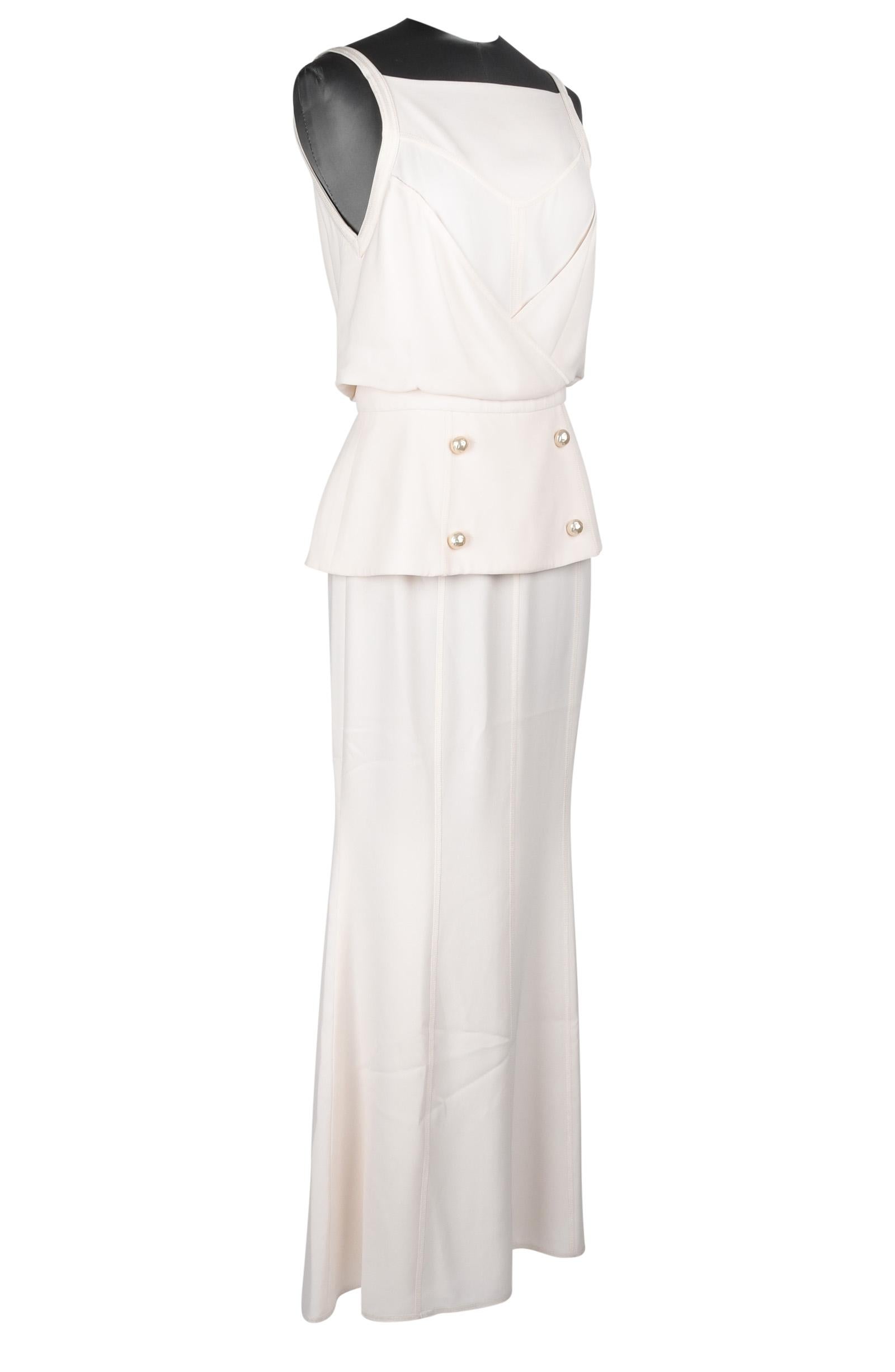 Chanel 14C Dress Backless Evening Winter White Floor Length 36 / 4 nwt In New Condition In Miami, FL