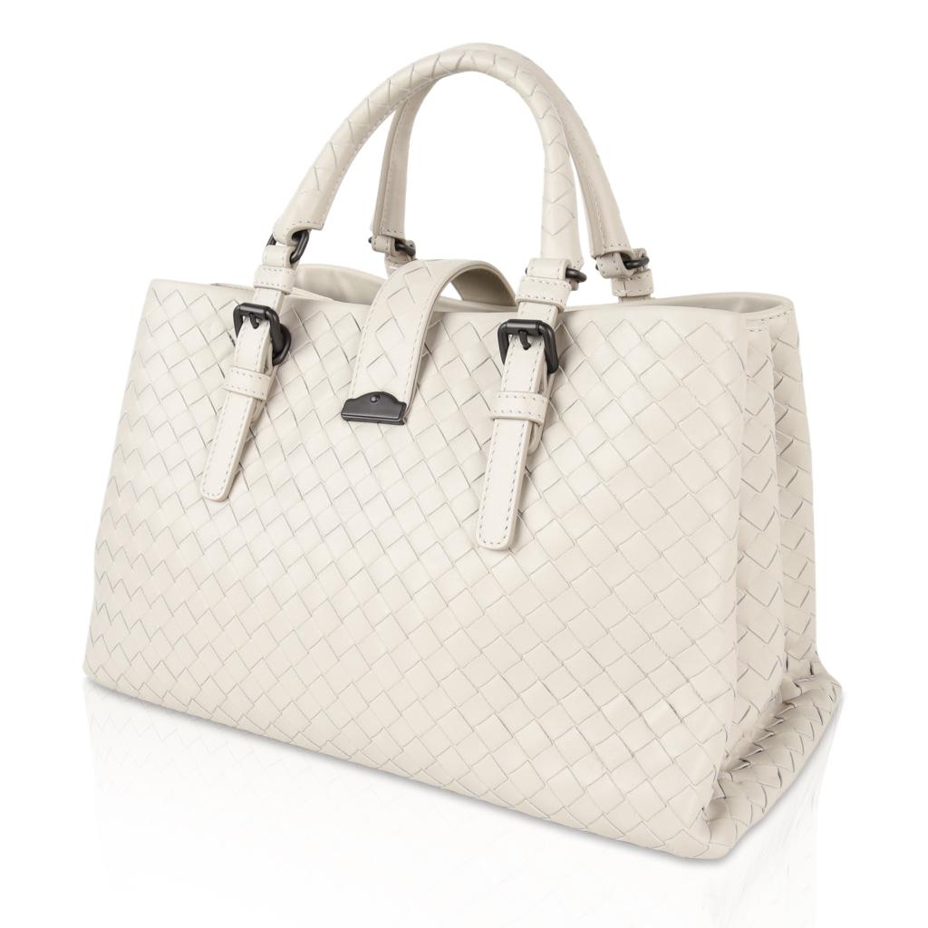 Beige Bottega Veneta Intrecciato Bag Small Roma Leather Tote Detachable Shoulder Strap