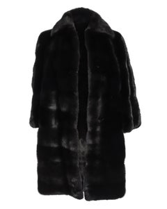 Gucci Coat Black Glossy Mink 3/4 Sleeve Knee Length 42 / Fits 6 to 8 New