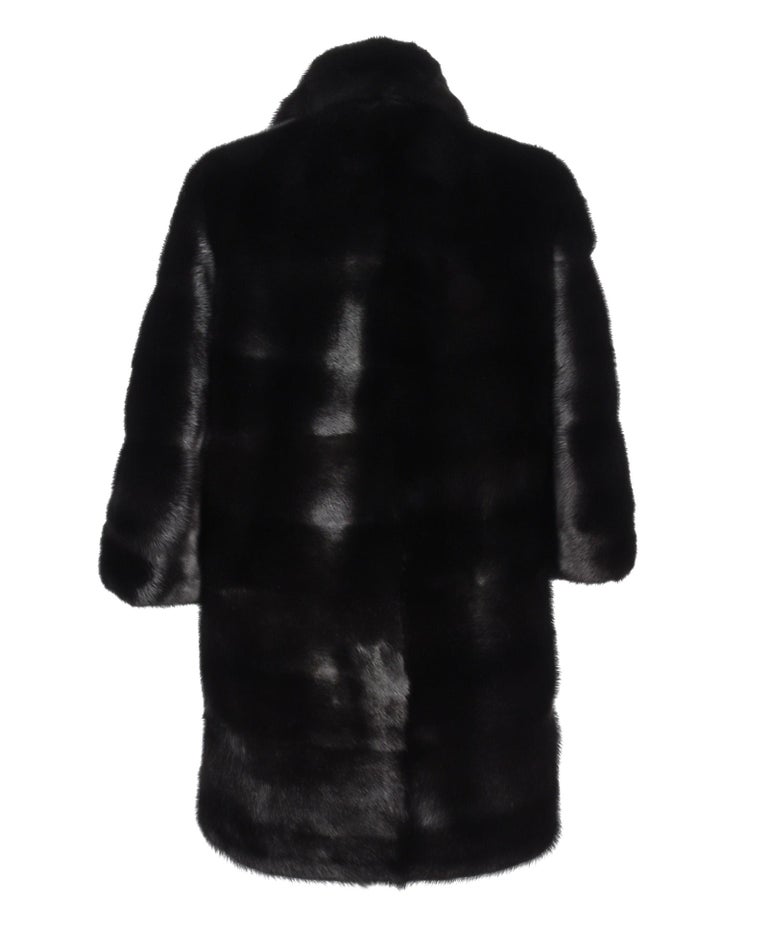 Gucci Coat Black Glossy Mink 3/4 Sleeve Knee Length 42 / Fits 6 to 8 ...