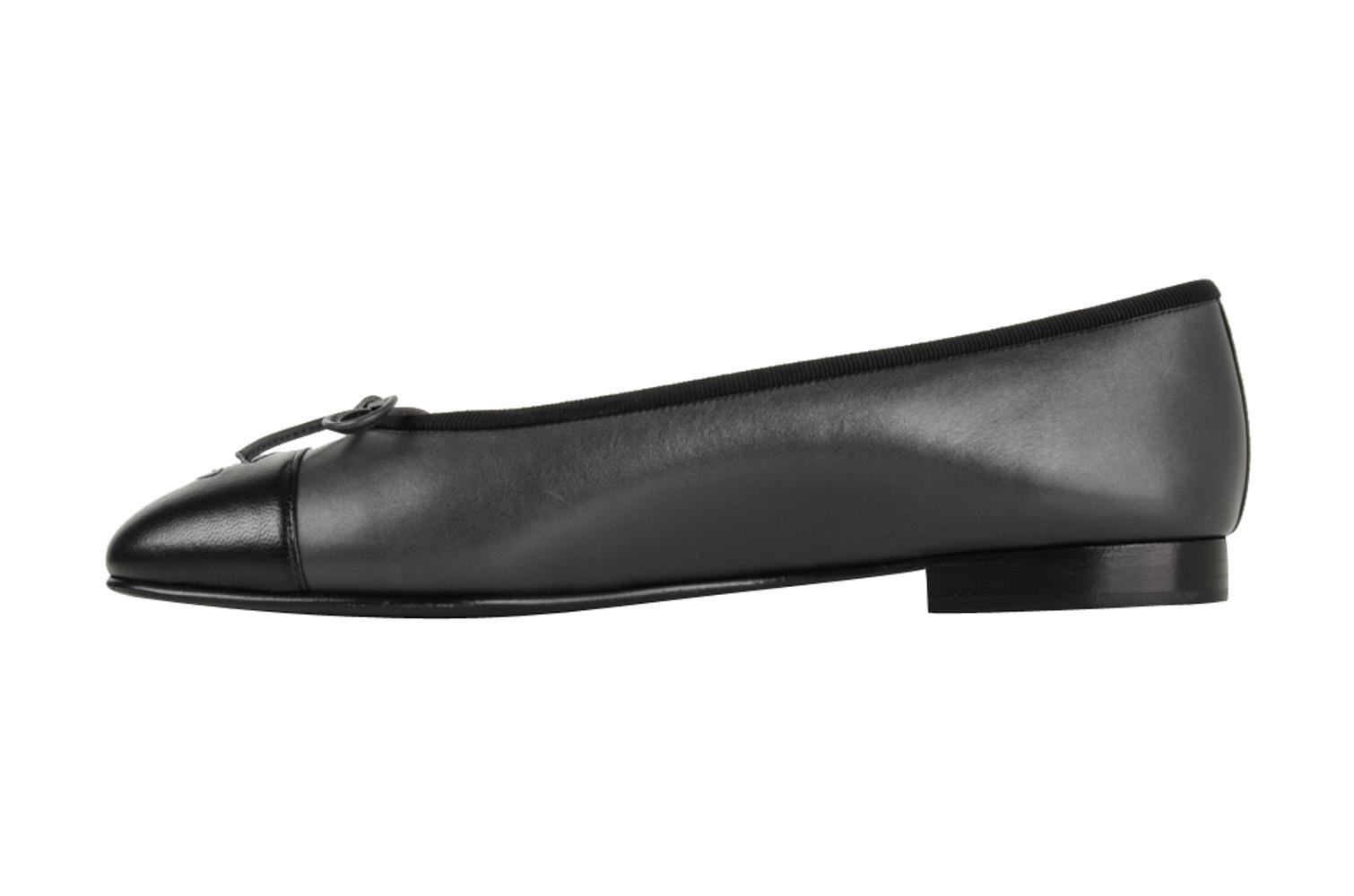 Chanel Shoe Ballerina Ballet Flat Gunmetal Grey / Black 39 / 9 New at ...