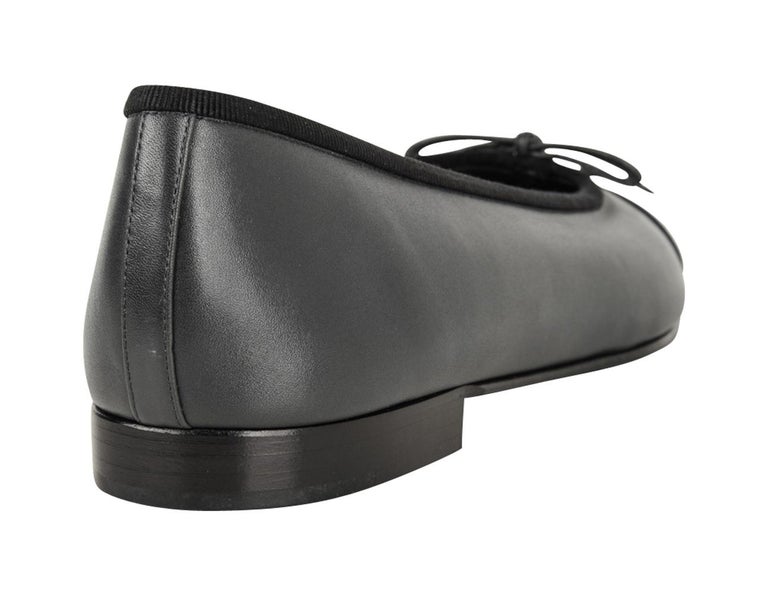 Chanel Shoe Ballerina Ballet Flat Gunmetal Grey / Black 39 / 9 New