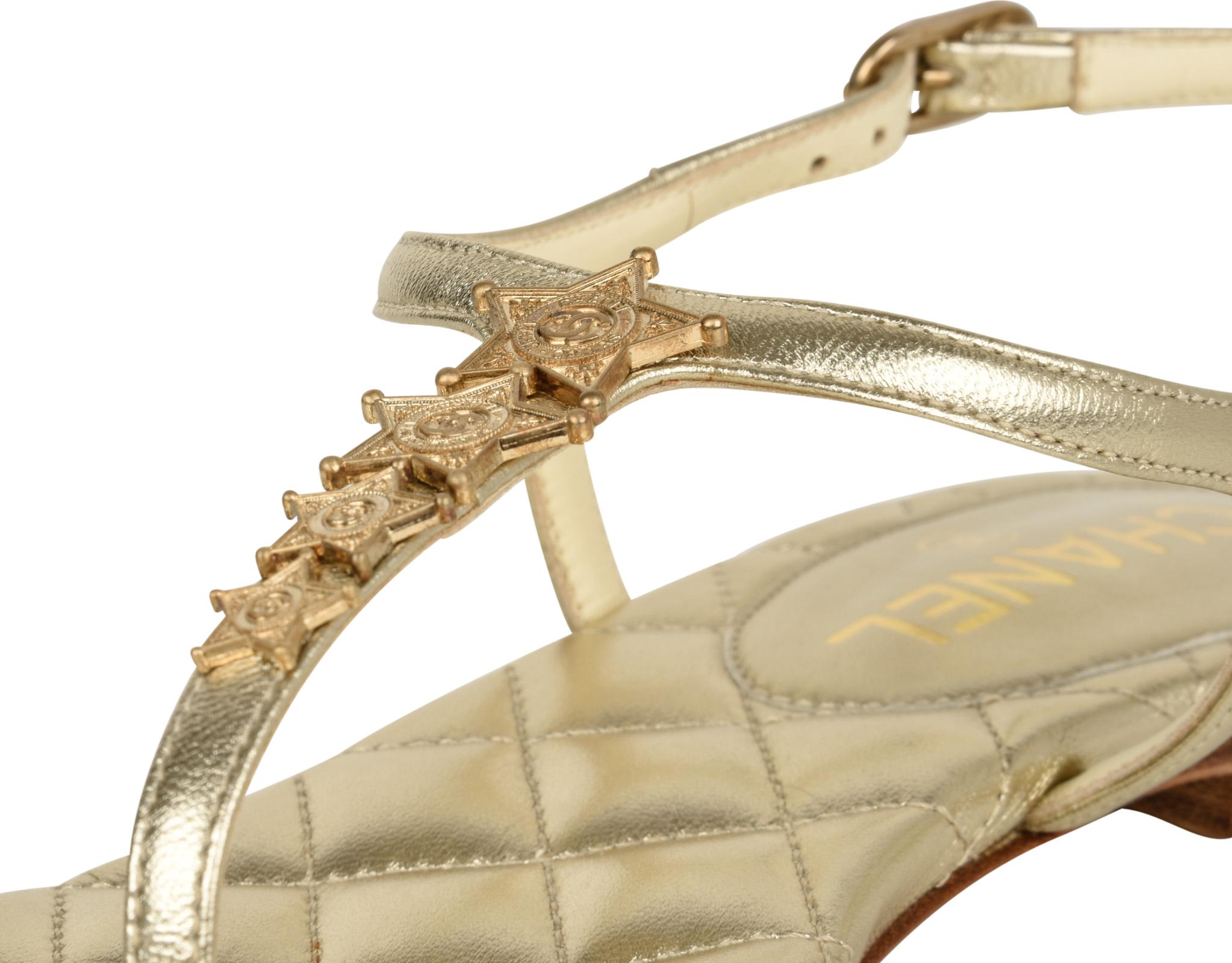 gold chanel sandals
