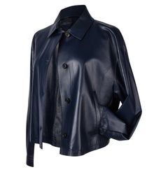 Prada Jacke Royal Navy Lammfell Feder Hell 8 Mint
