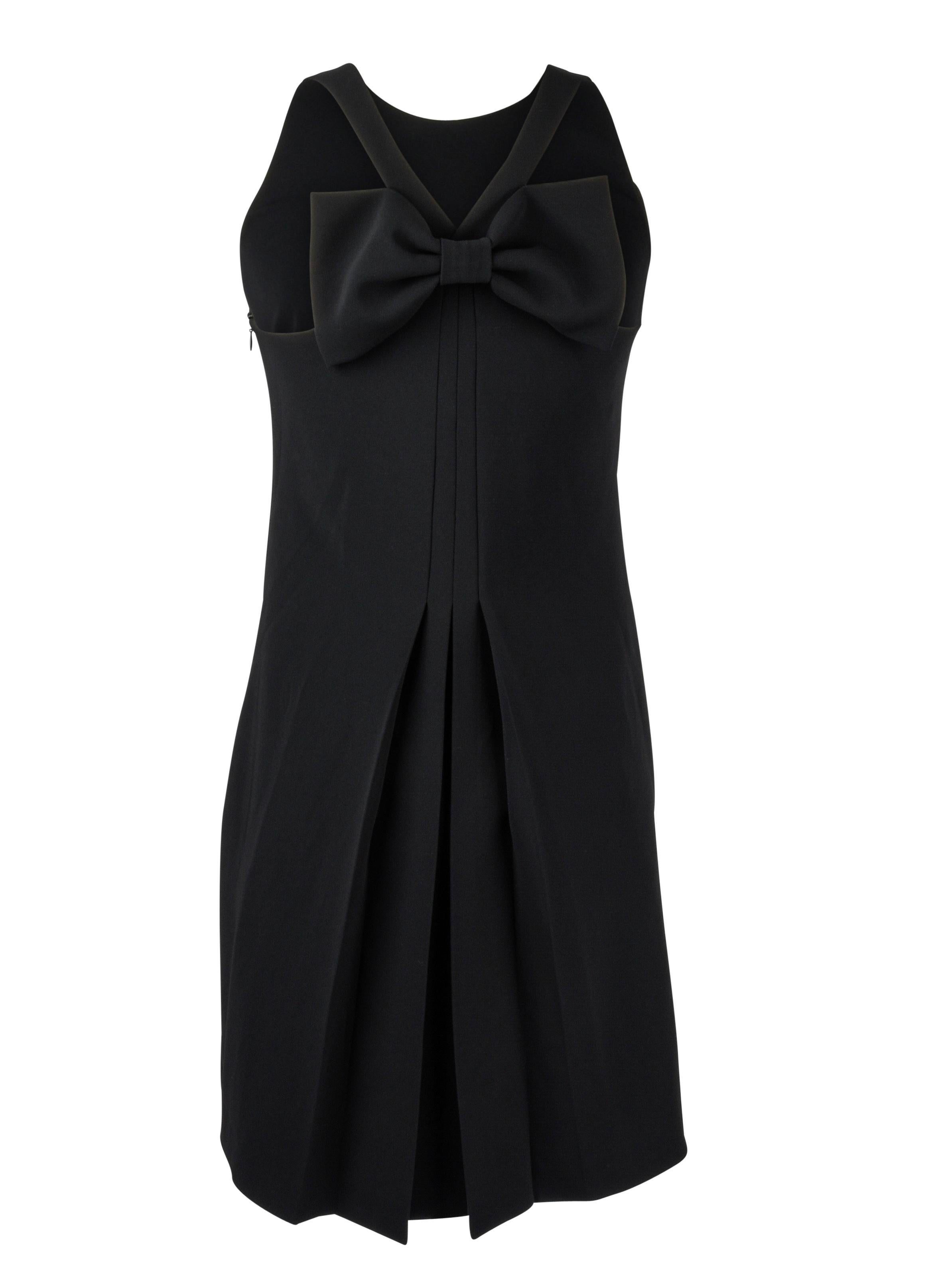 Moschino Dress Black Racer Cut Shoulder Rear Bow and Pleat Detail 42 / 8  4