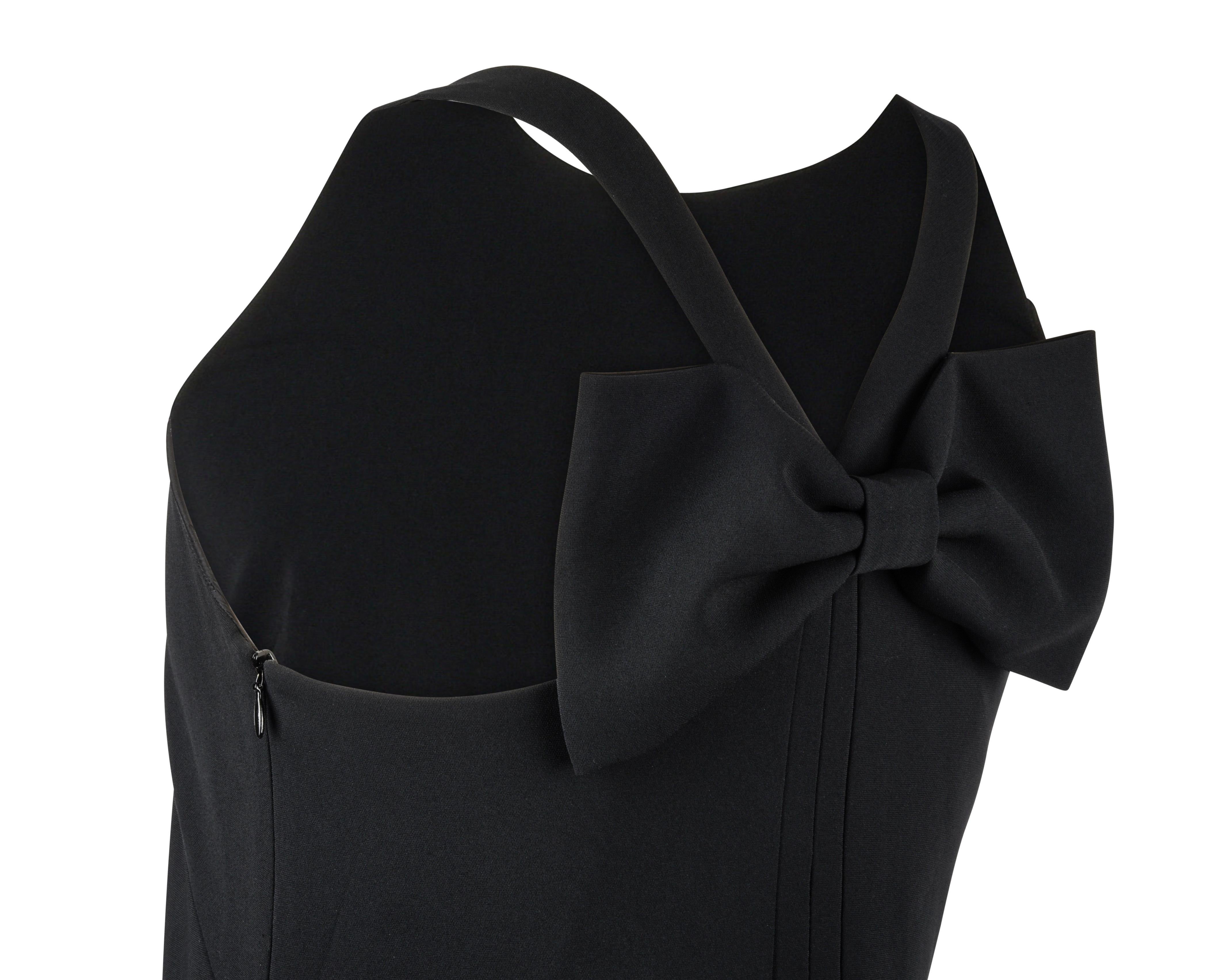 Moschino Dress Black Racer Cut Shoulder Rear Bow and Pleat Detail 42 / 8  3
