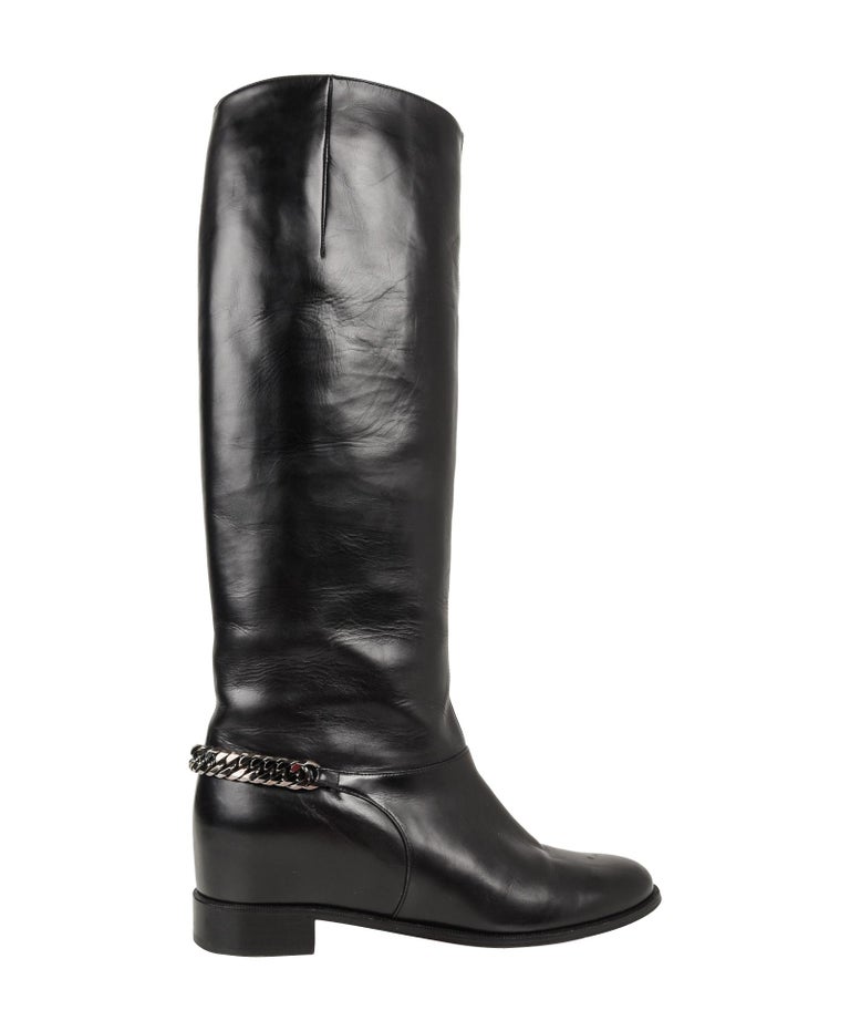 Christian Louboutin Black Leather New Simple Botta Knee Length Boots Size  36 at 1stDibs