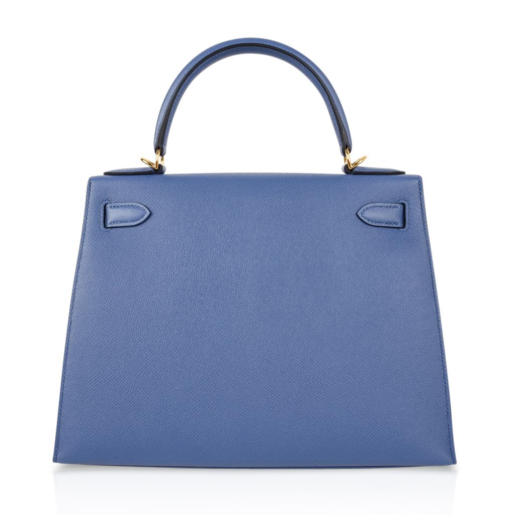 Women's Hermes Kelly 28 Bag Sellier Blue Brighton Epsom Gold Hardware