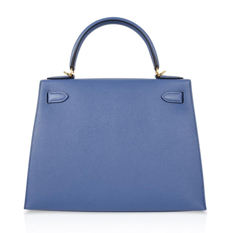 Hermes Kelly 28 Bag Sellier Blue Brighton Epsom Gold Hardware at ...