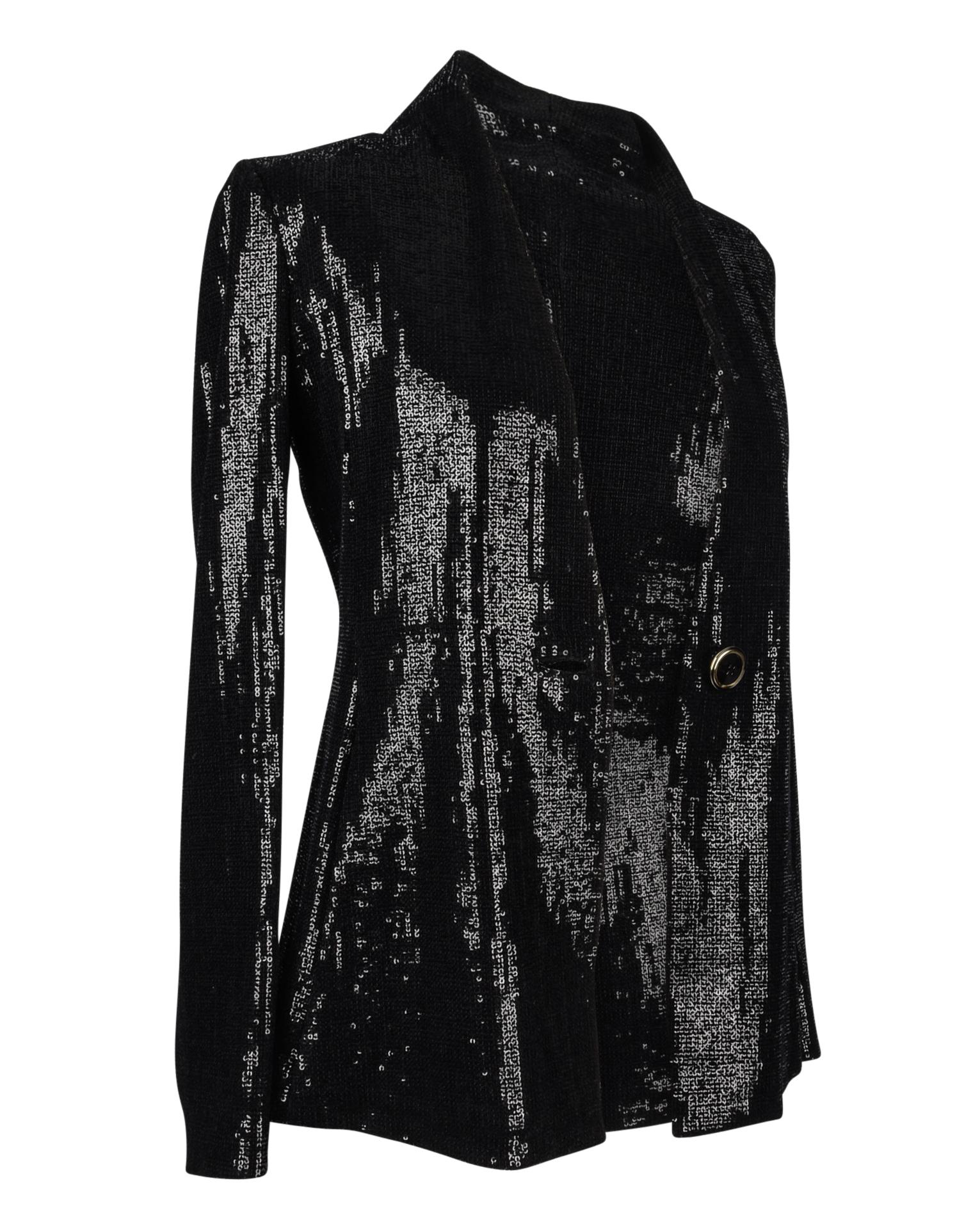 Giorgio Armani Jacket Black Sequined Single Breast 38 / 6 nwt 2