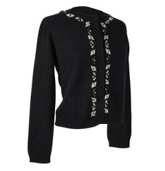 Louis Vuitton Cardigan Black Cashmere Silver Embellished Front S