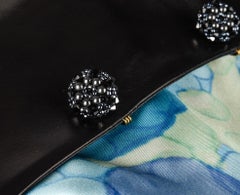 Louis Vuitton Jacket Black Leather Jeweled Buttons Floral Lining 42 / 8