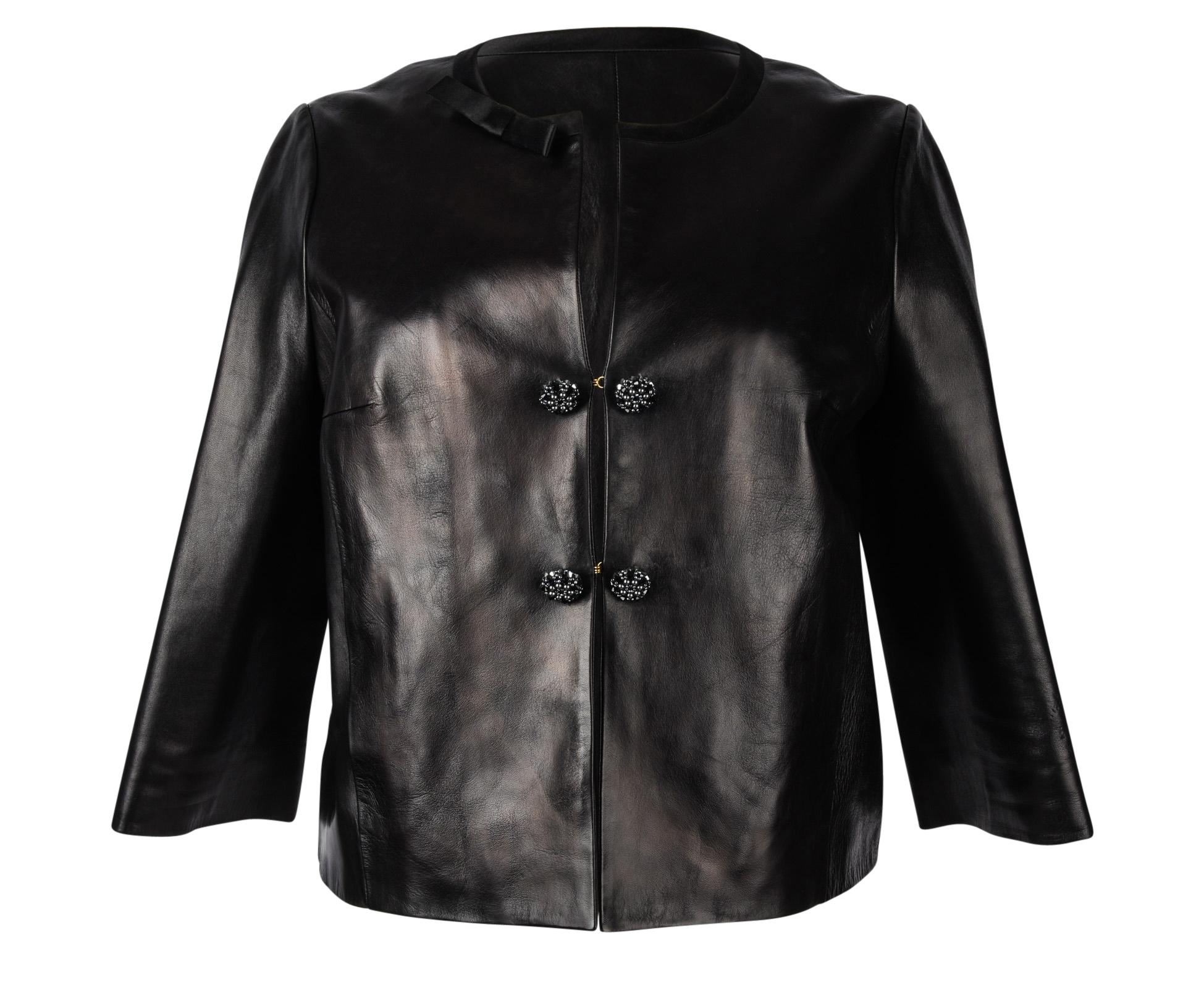 black leather lv jacket