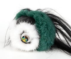 Fendi Monster Fur Bag Bugs Charm w/ Beak Green Multicolor Bag Keychain