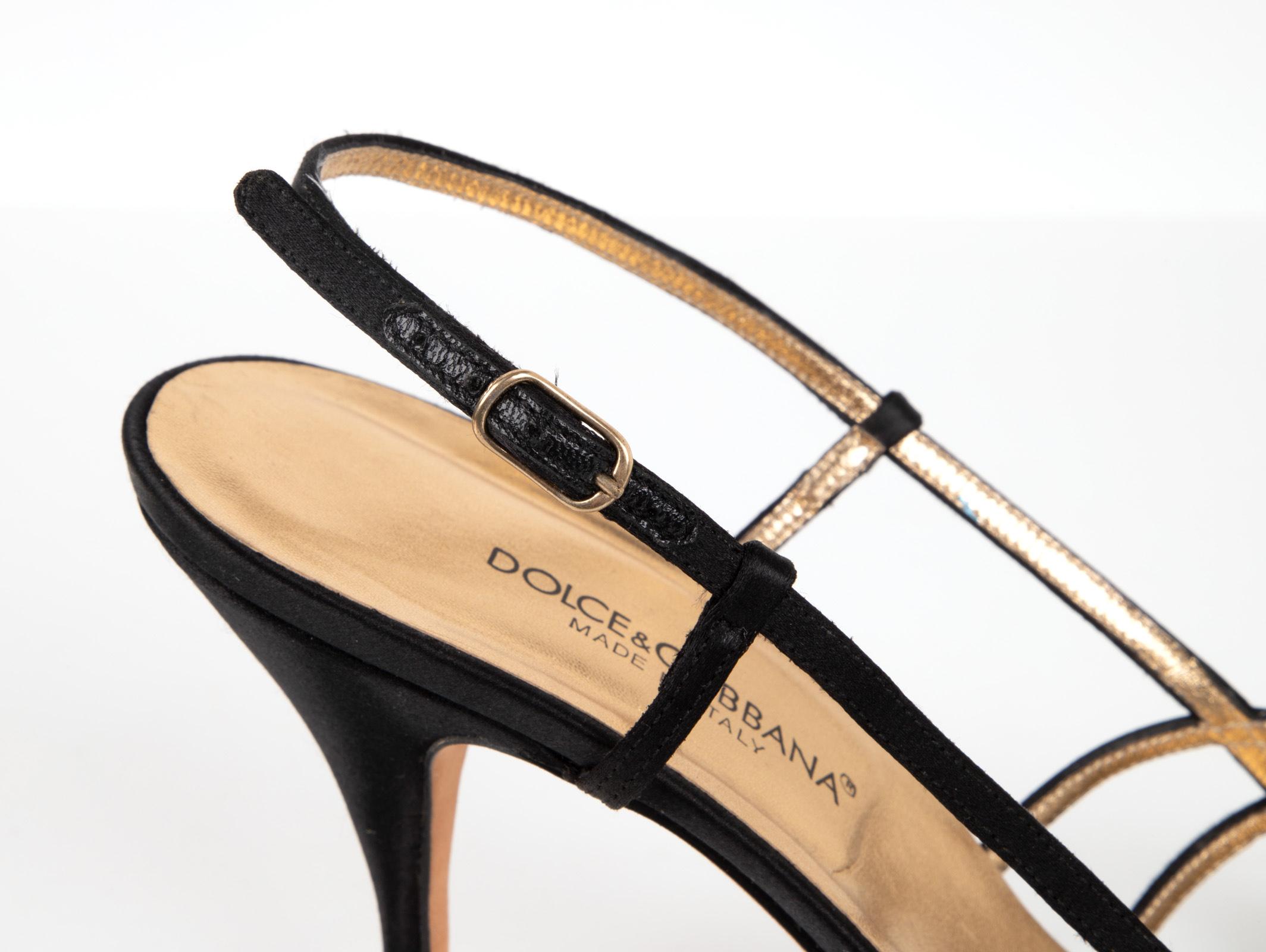 Dolce&Gabbana Shoe Strappy Black Satin Mint 39.5 / 9.5 2