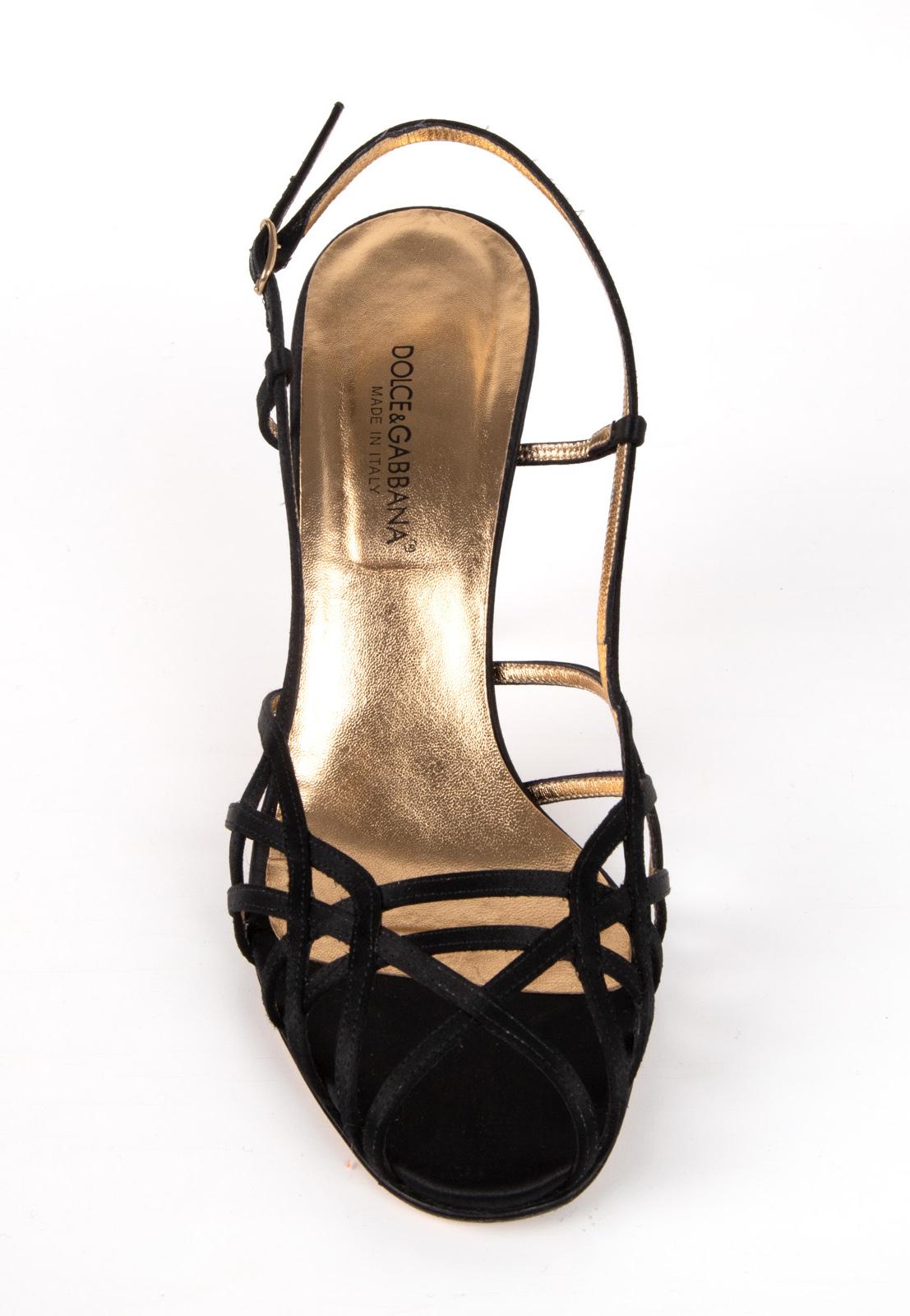 Women's Dolce&Gabbana Shoe Strappy Black Satin Mint 39.5 / 9.5