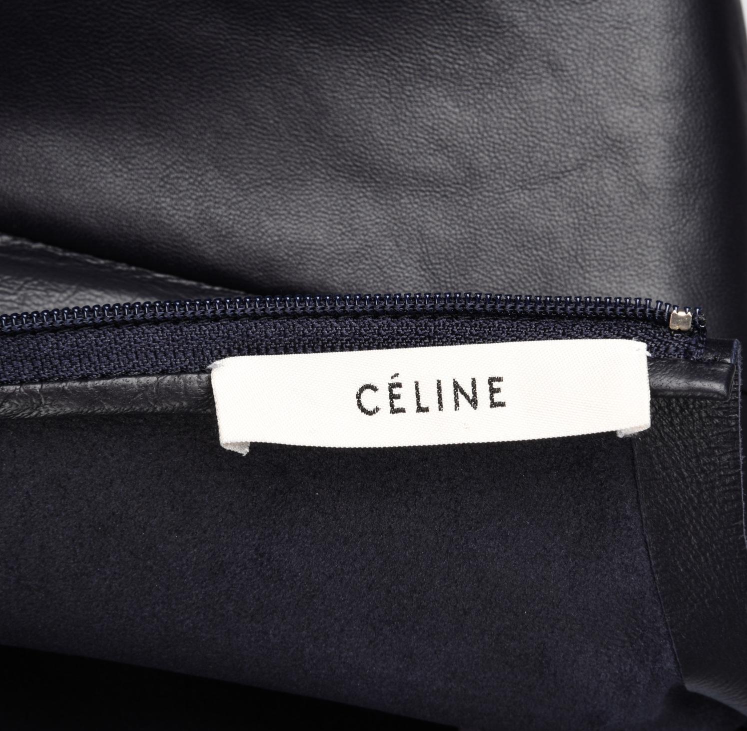Celine Top Lambskin Leather Feather Weight Dark Indigo Navy 40 / 6 Mint 4