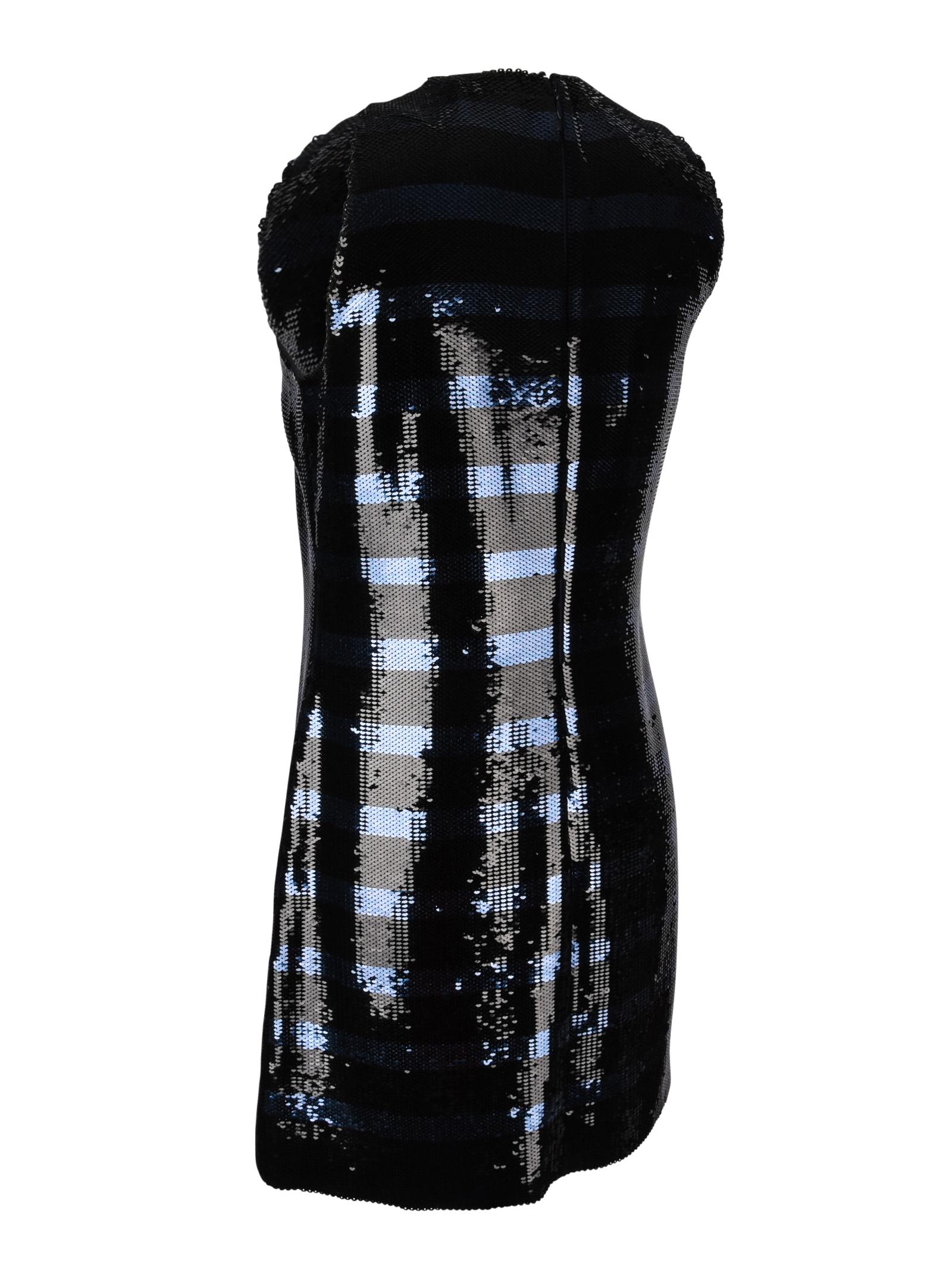 Christian Dior Dress Striped Sequin Embellished Navy / Black 6 3