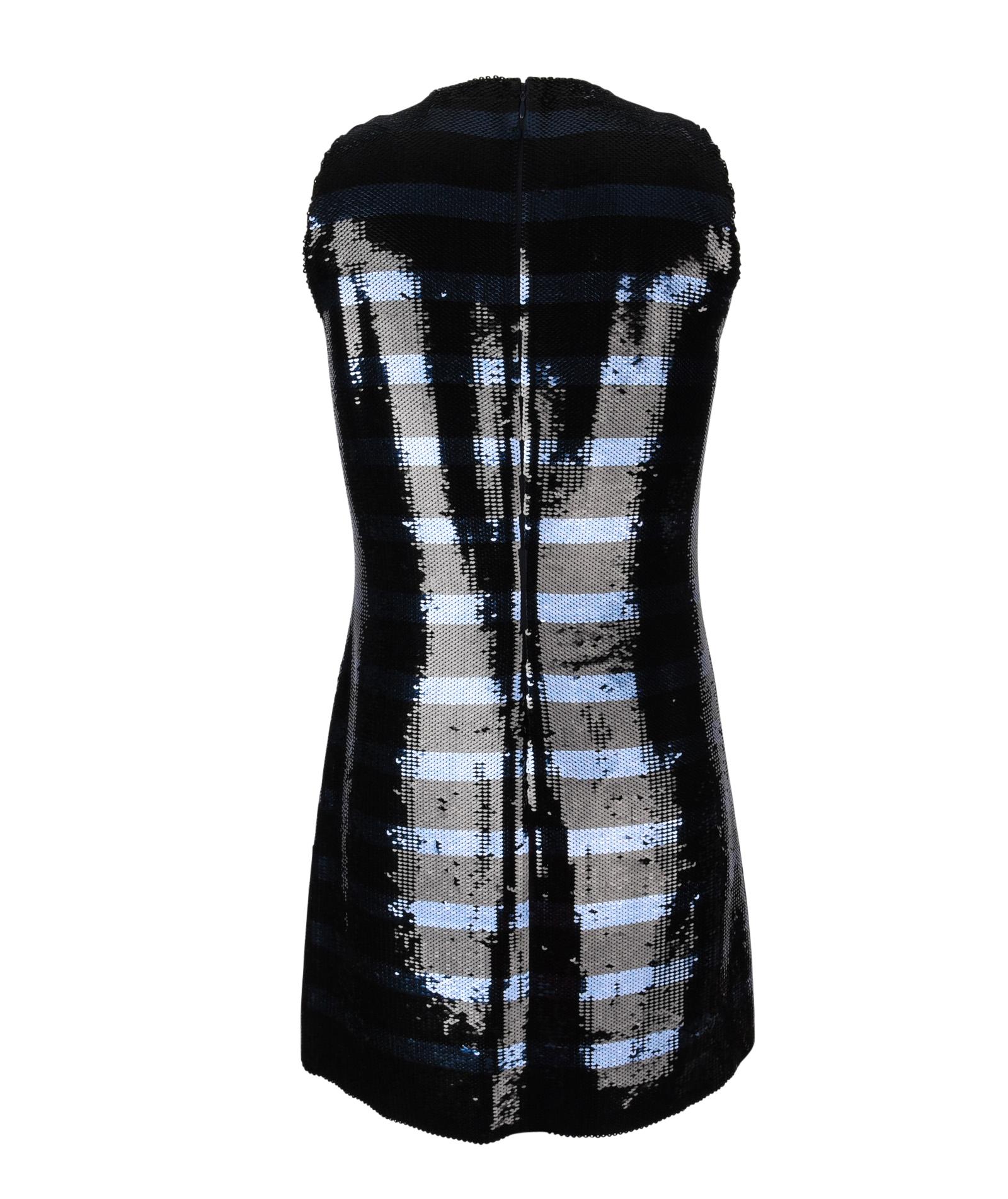 Christian Dior Dress Striped Sequin Embellished Navy / Black 6 7
