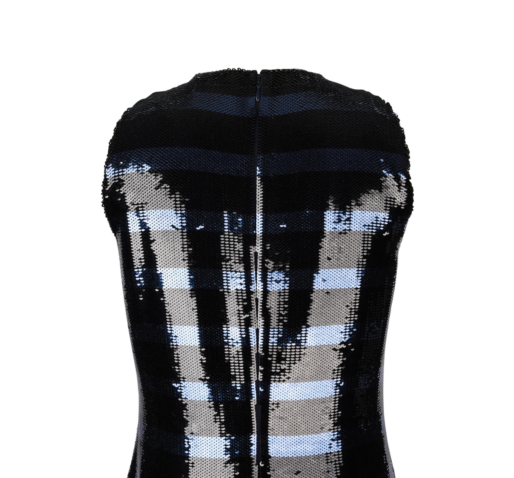 Christian Dior Dress Striped Sequin Embellished Navy / Black 6 4